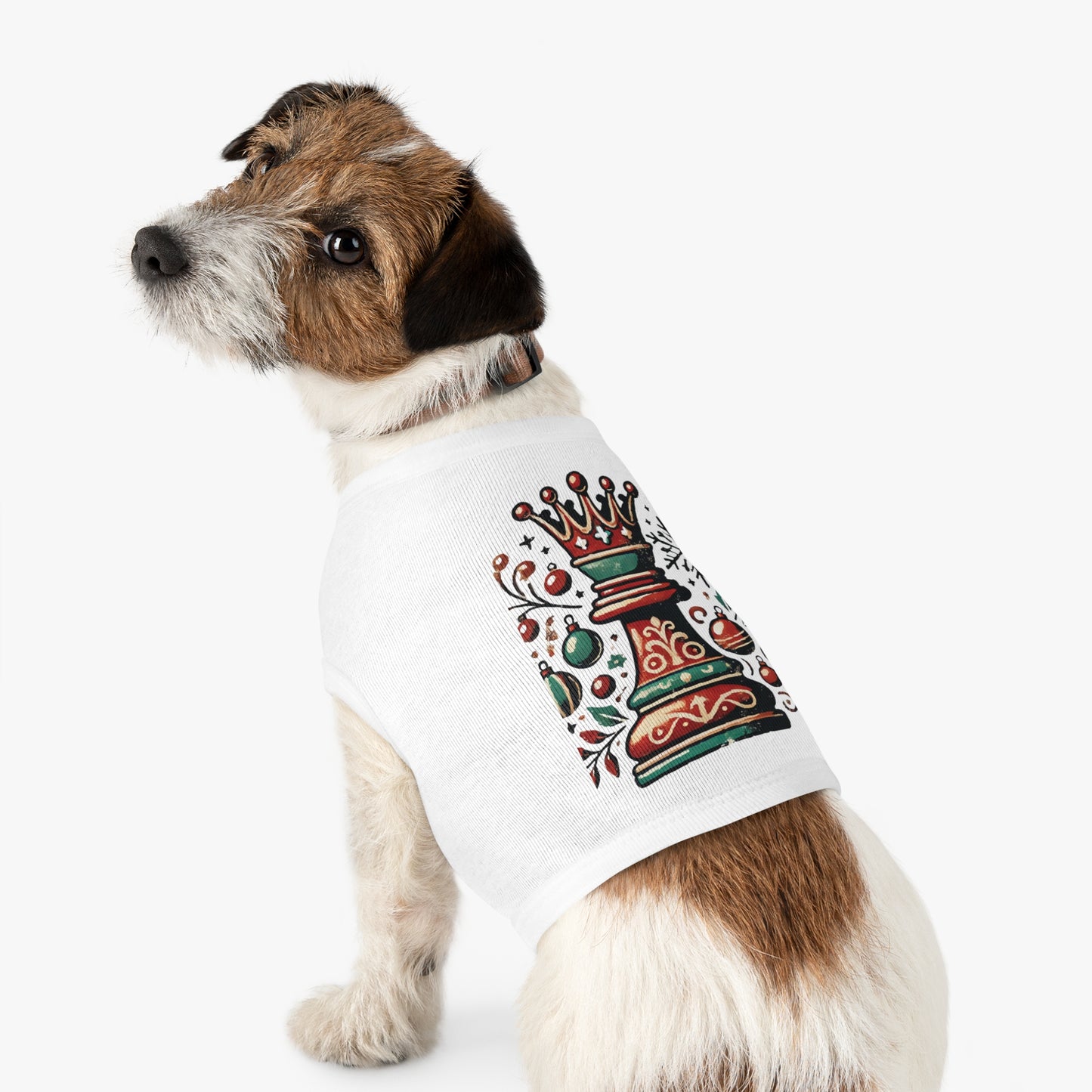 Camiseta para Mascotas de Algodón – Estilo Navideño Reina Ajedrez Vintage   Pets