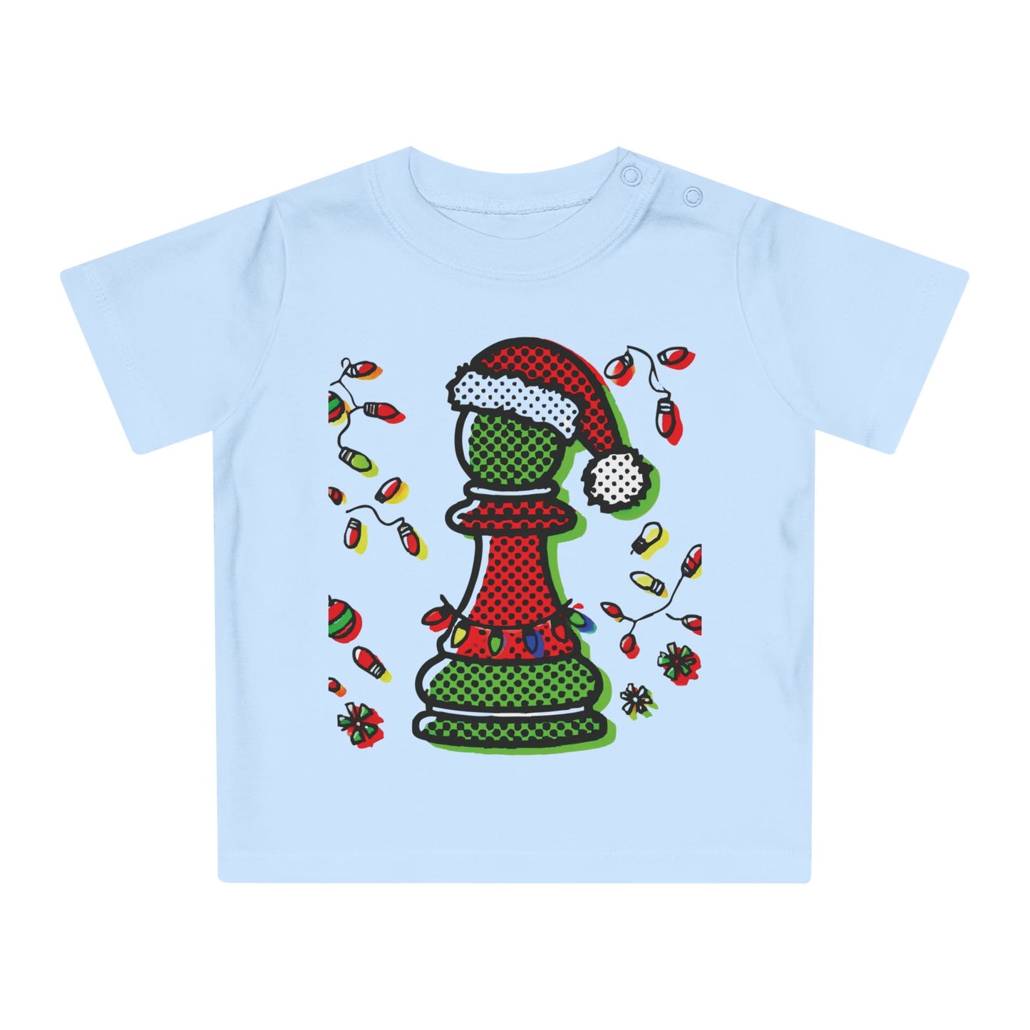 Camiseta de Bebé Peón de Ajedrez en Estilo Pop Art Navideño   Kids clothes  27.00 Dusty-Blue-2-3-yrs