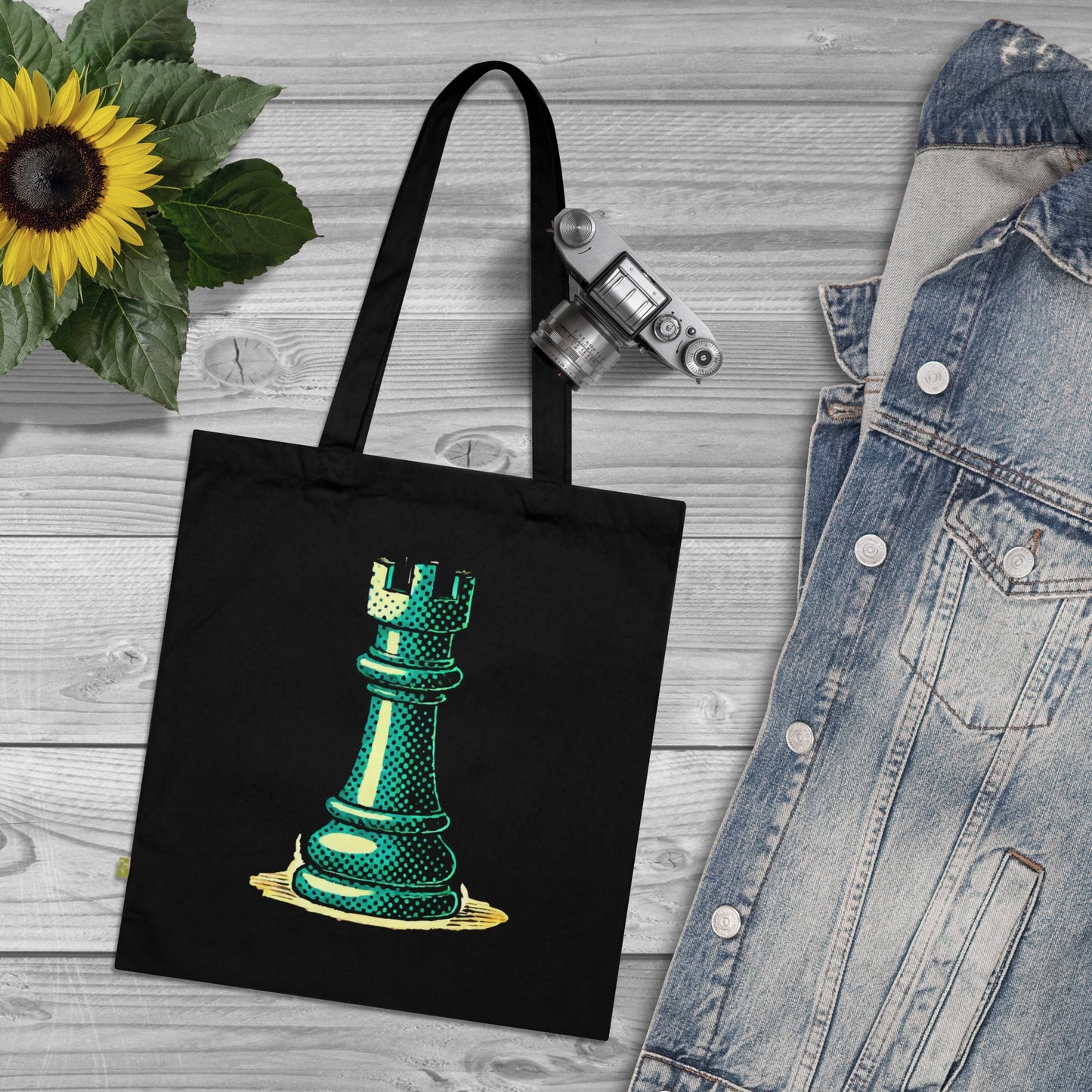 Chess Tower Pop Art Organic Cotton Tote Bag   Bags