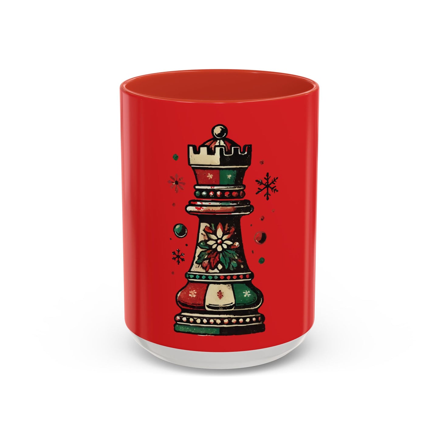 Taza de café con diseño de torre de ajedrez vintage navideño, 11 y 15 oz   Mug  15.00 15oz-Red