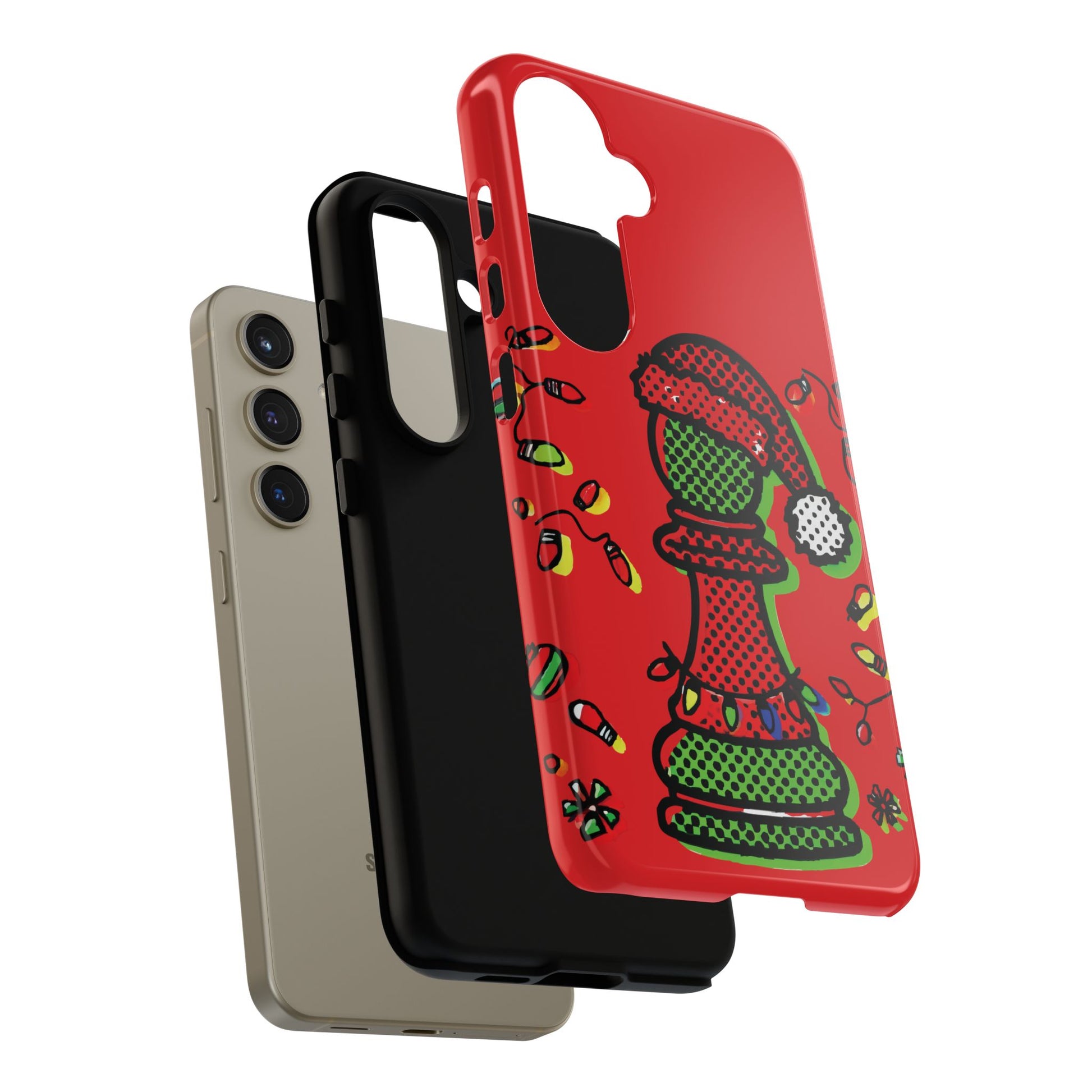 Funda Tough Peón de Ajedrez Navideño Pop Art – iPhone, Samsung y Pixel   Phone Case