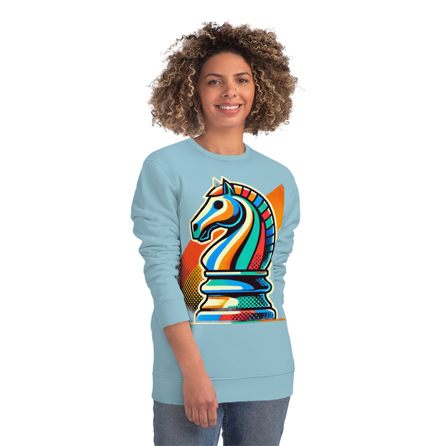 “Sudadera Unisex Caballo de Ajedrez Pop Art – Diseño Sustentable”   Sweatshirt