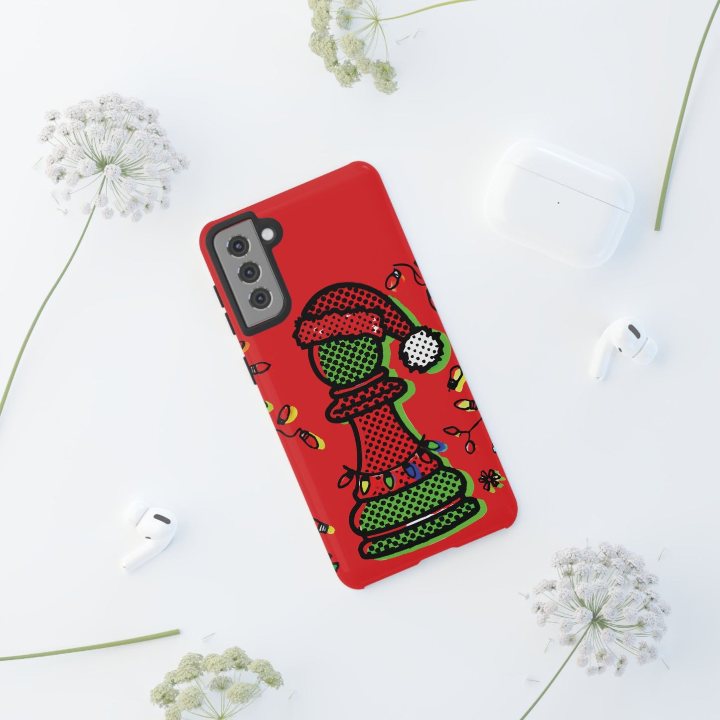 Funda Tough Peón de Ajedrez Navideño Pop Art – iPhone, Samsung y Pixel   Phone Case