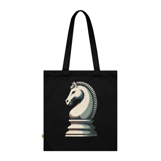 “Organic Cotton Tote Bag – Vintage Knight Design, Eco-Friendly and Durable”   Bags  24.00 Black-15-x-16.5