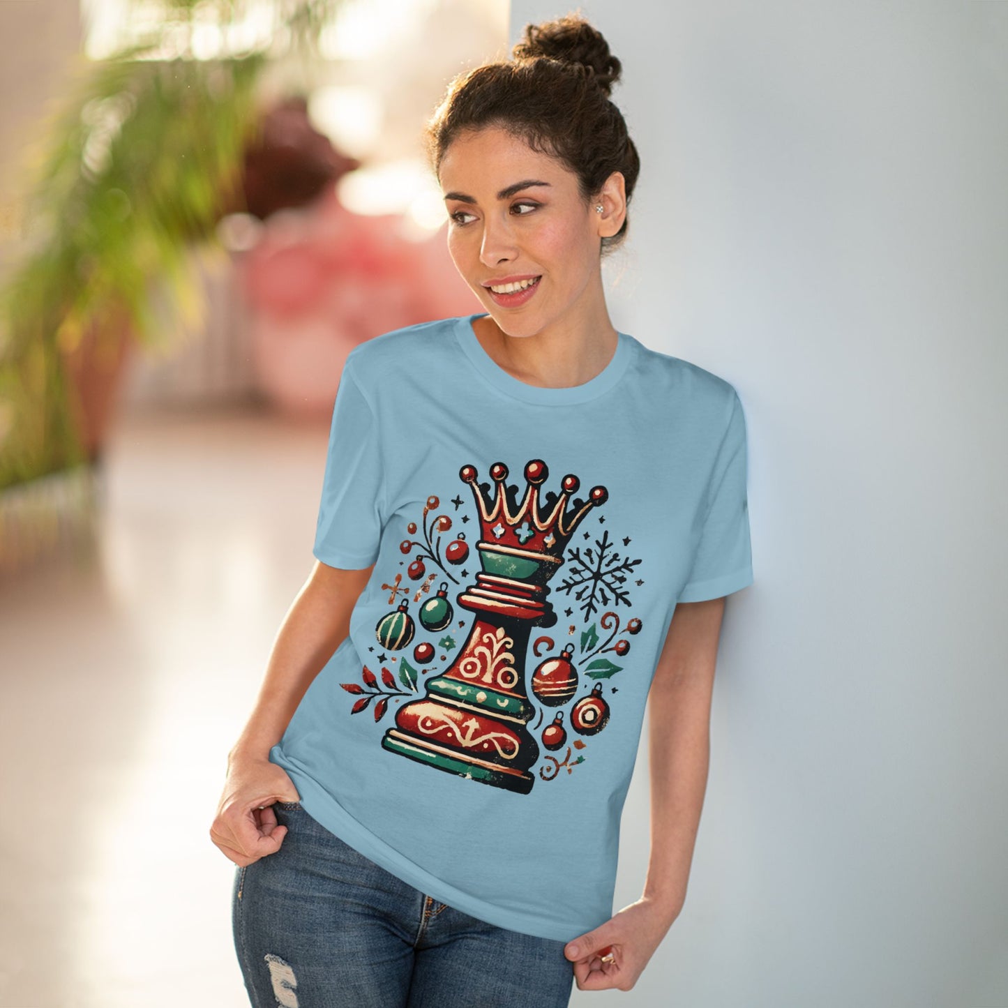 Camiseta Unisex Creador Orgánico con Diseño Reina Vintage Navideño   T-Shirt