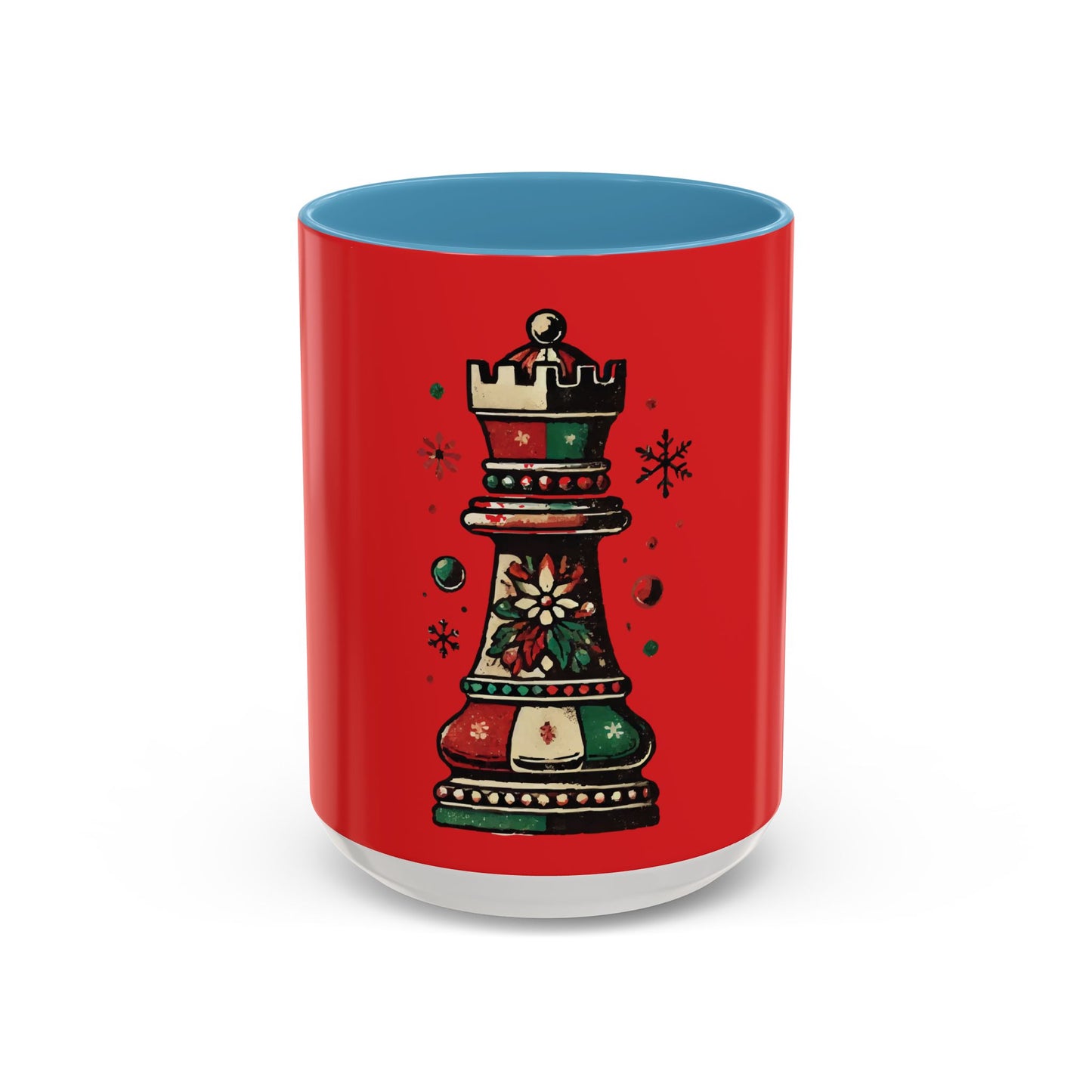 Taza de café con diseño de torre de ajedrez vintage navideño, 11 y 15 oz   Mug  15.00 15oz-Light-Blue