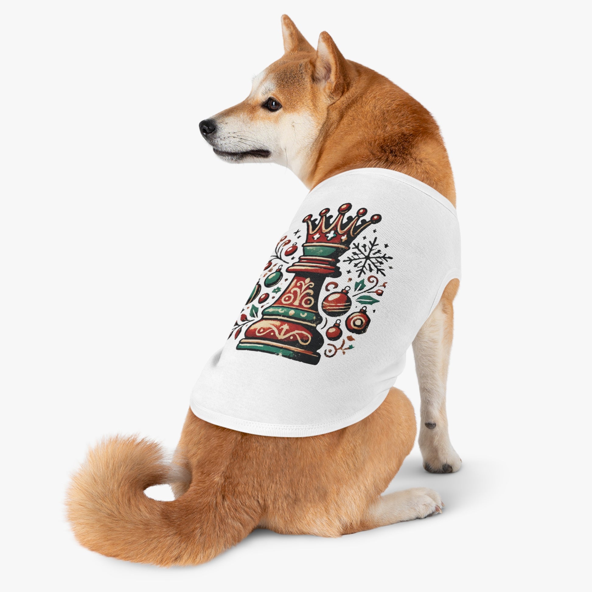 Camiseta para Mascotas de Algodón – Estilo Navideño Reina Ajedrez Vintage   Pets