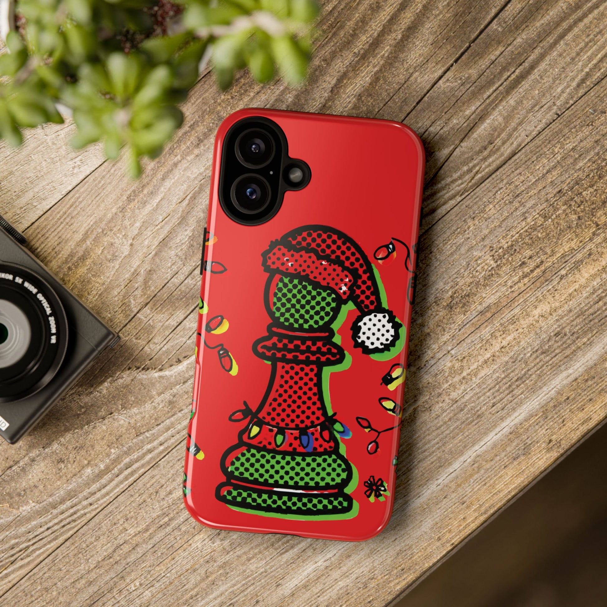 Funda Tough Peón de Ajedrez Navideño Pop Art – iPhone, Samsung y Pixel   Phone Case