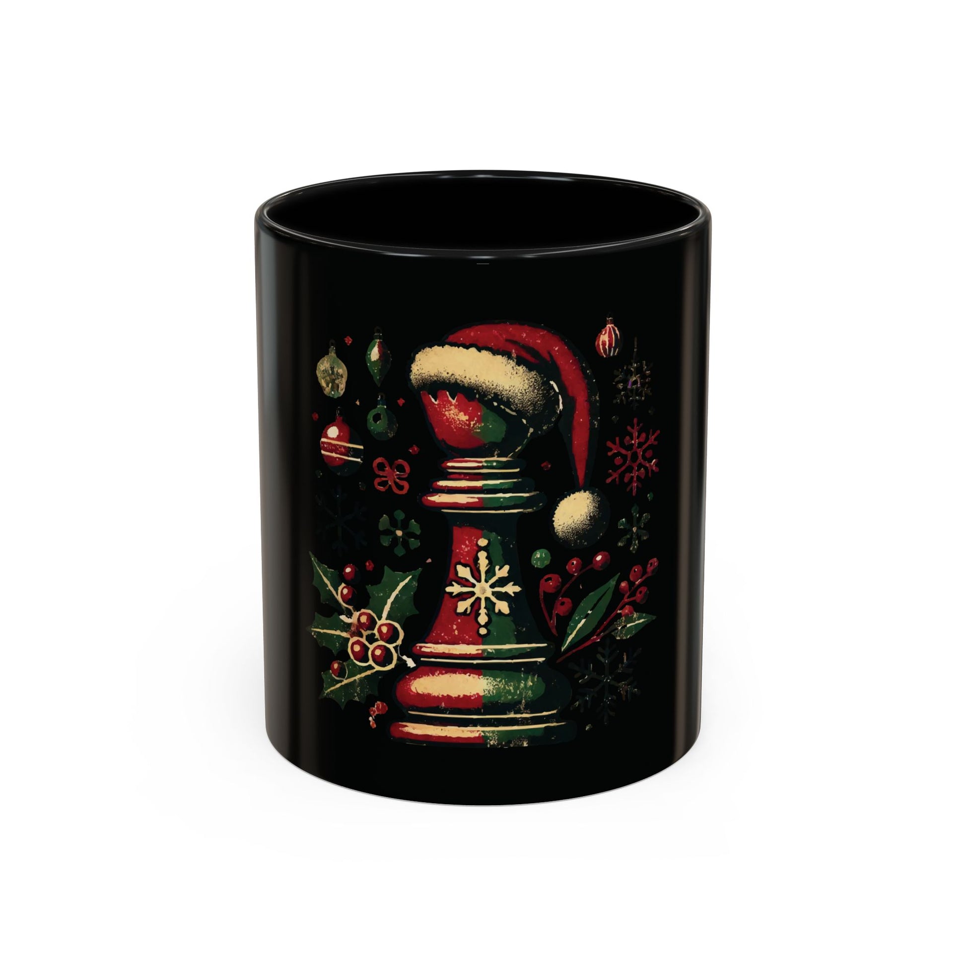 Taza de Café con Alfil de Ajedrez Vintage Navideño - Estilo y Sostenibilidad   Mug  15.00 11oz-Black