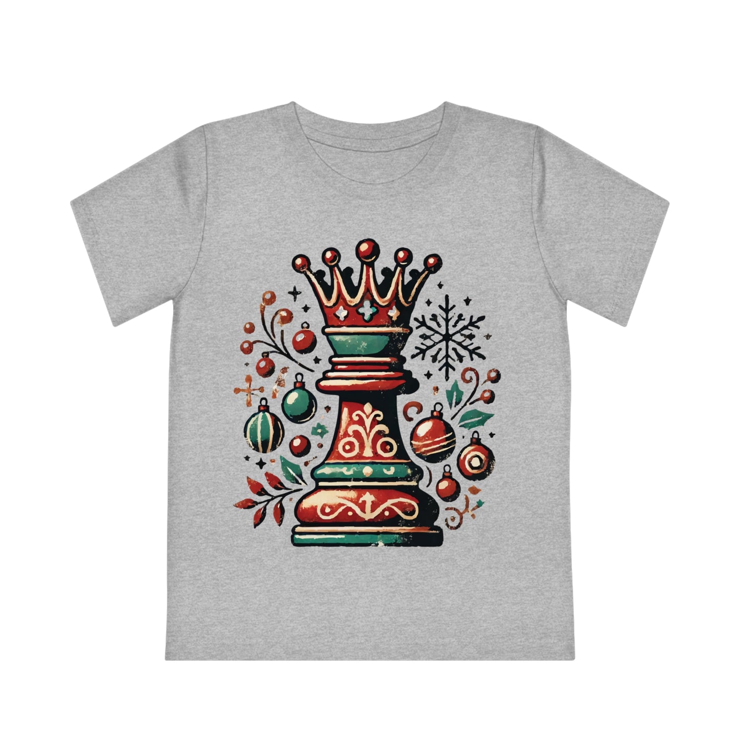 Camiseta Infantil Creator – Reina Ajedrez Vintage, Estilo Navideño Único   Kids clothes  27.00 Heather-Grey-12-14-Years