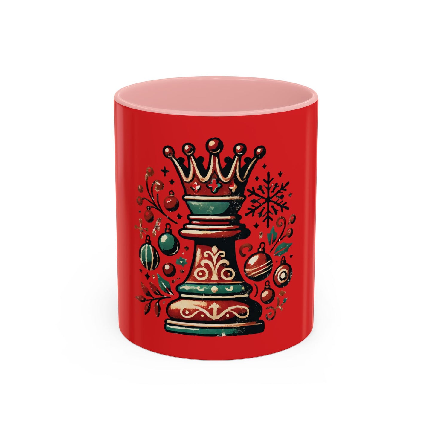 Taza de Cerámica con la Reina de Ajedrez en Estilo Vintage Navideño   Mug  15.00 11oz-Pink