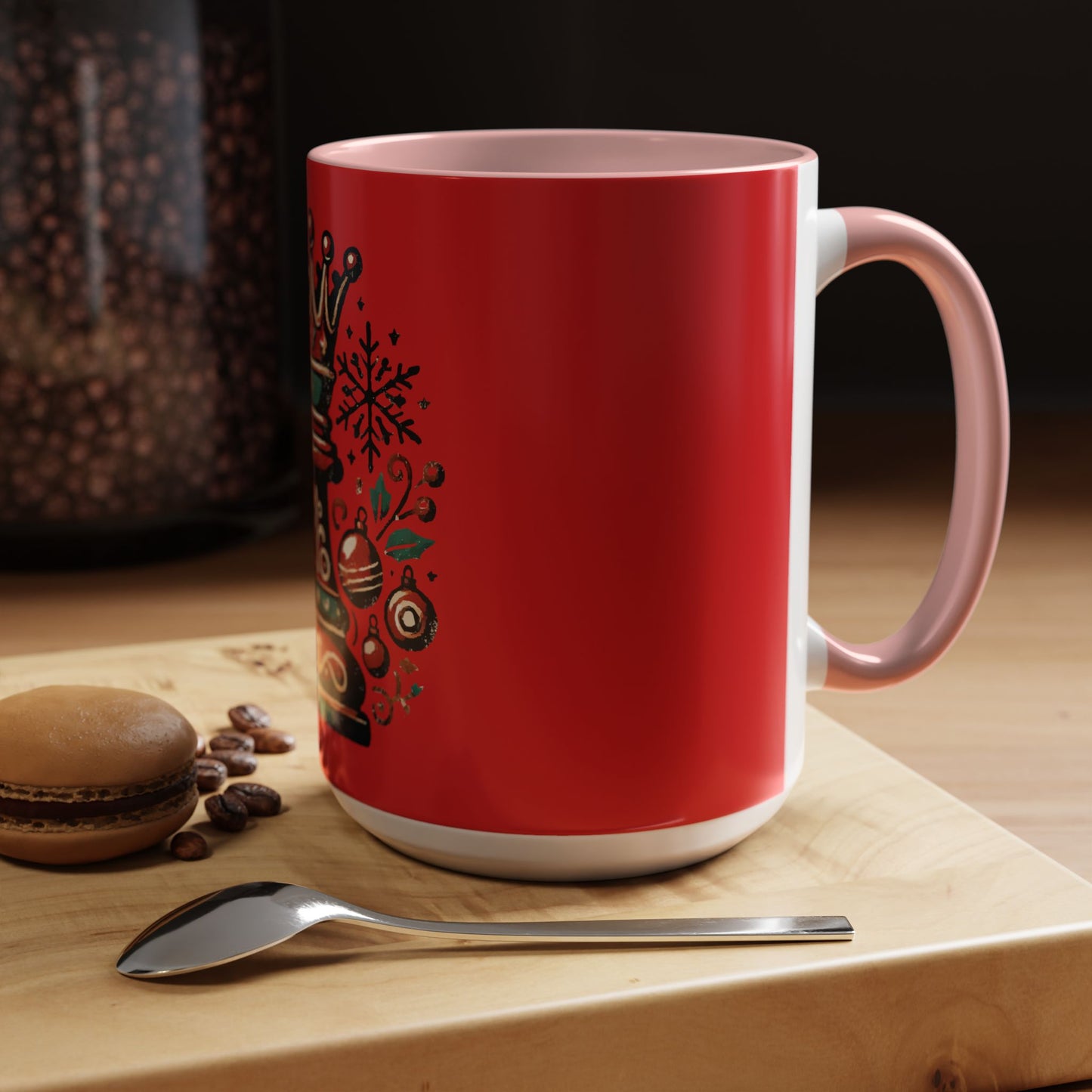 Taza de Cerámica con la Reina de Ajedrez en Estilo Vintage Navideño   Mug