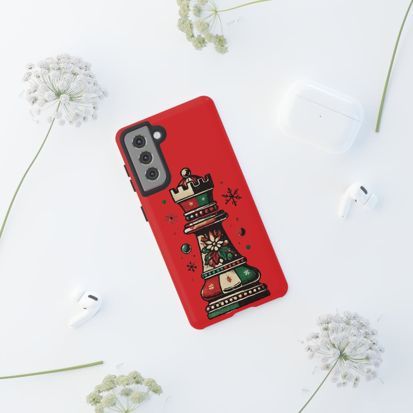 Funda Protectora para Móvil con Diseño de Torre de Ajedrez Vintage Navideño   Phone Case