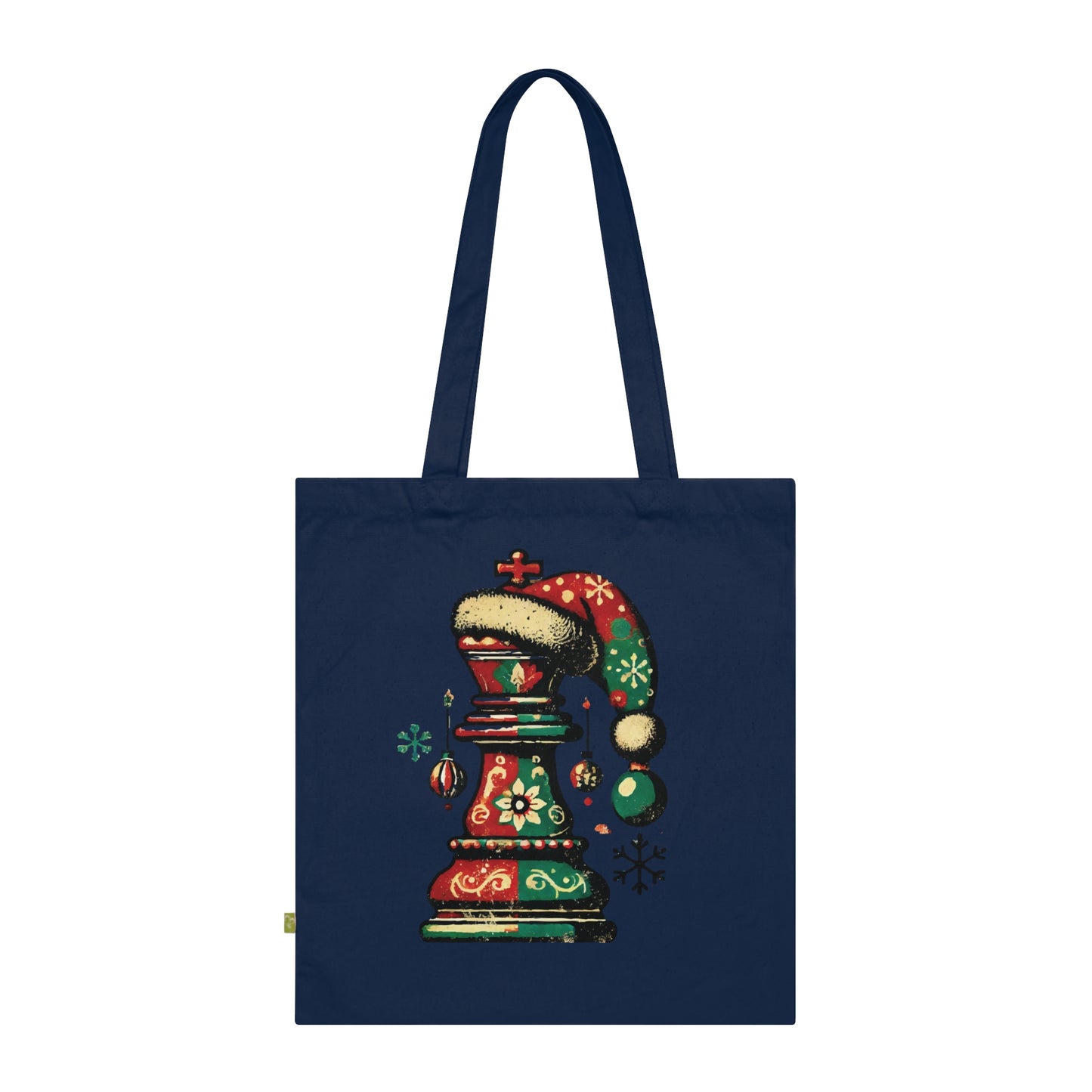 Bolsa Tote Orgánica de Navidad – Rey de Ajedrez en Estilo Vintage   Bags  24.00 French-Navy-15-x-16.5