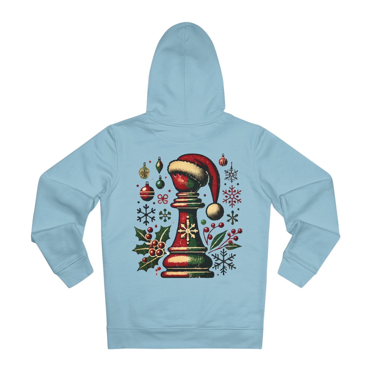 Unisex Cruiser Hoodie – Diseño Alfil Vintage Navideño, Elegancia Ecológica   Hoodie  72.00 Sky-Blue-3XL