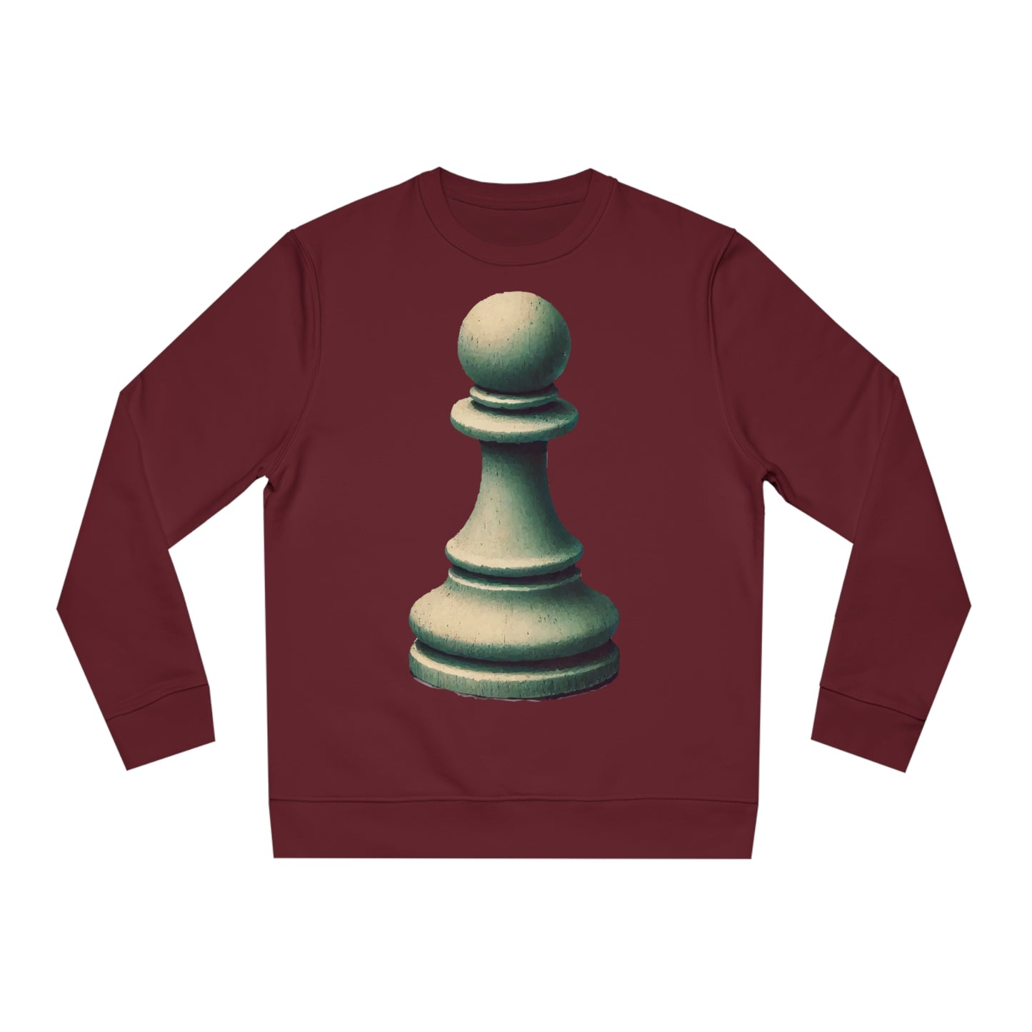 “Unisex Changer Sweatshirt – Vintage Pawn Design, Organic Cotton Blend”   Sweatshirt  72.00 Burgundy-2XL