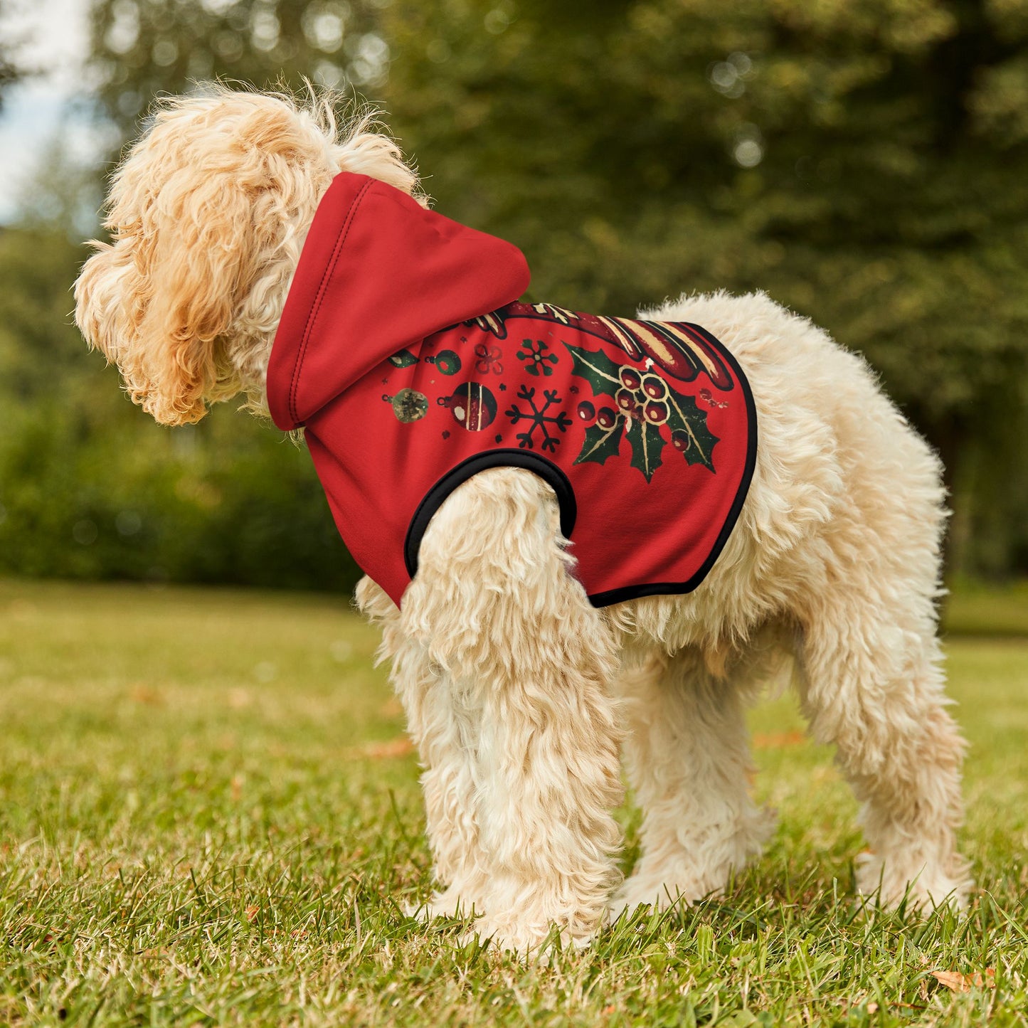 Sudadera para Mascotas con Capucha - Alfil de Ajedrez Vintage Navideño   Pets  36.00 L-Black-Rib