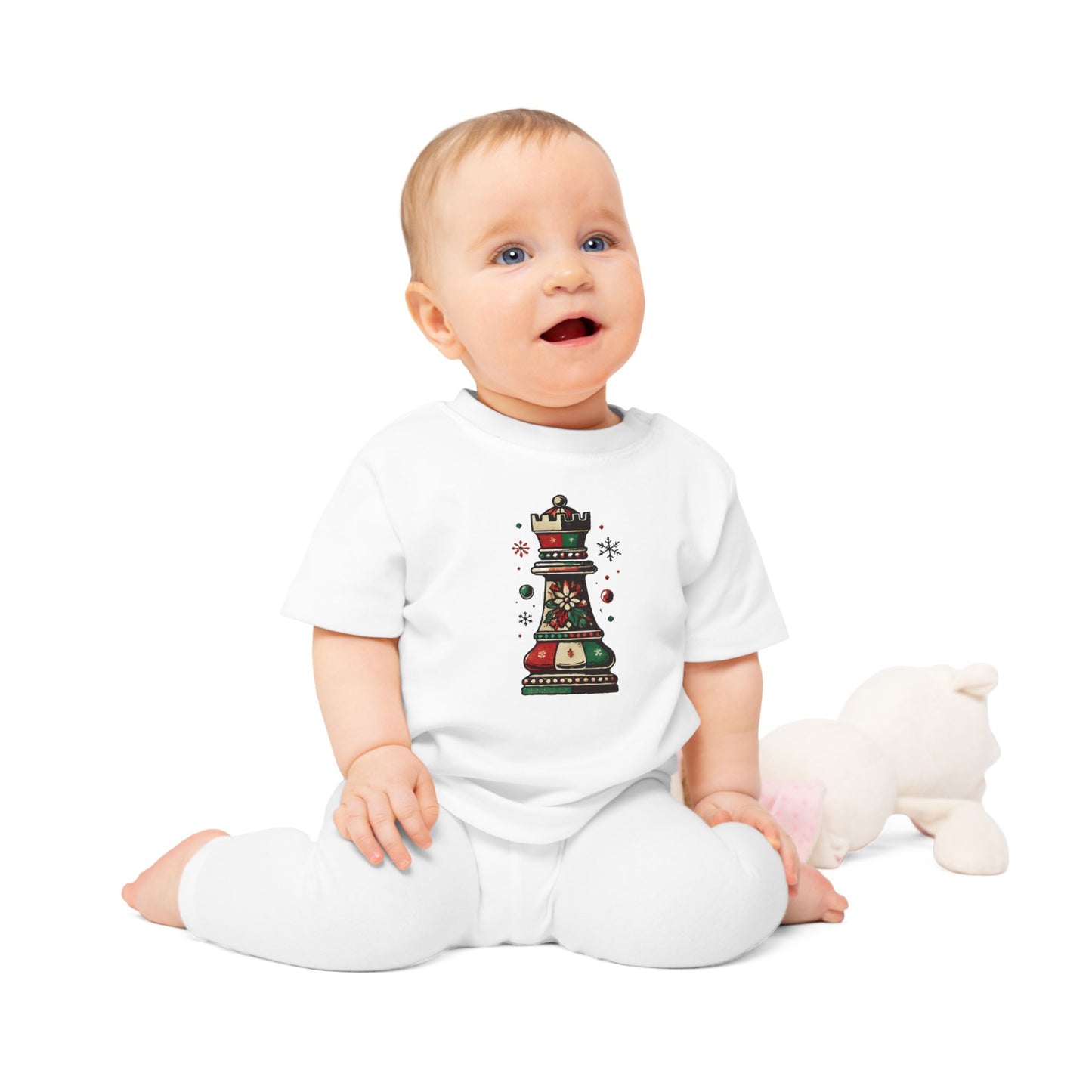 Camiseta de Bebé con Diseño de Torre de Ajedrez Vintage Navideño Printify  Kids clothes