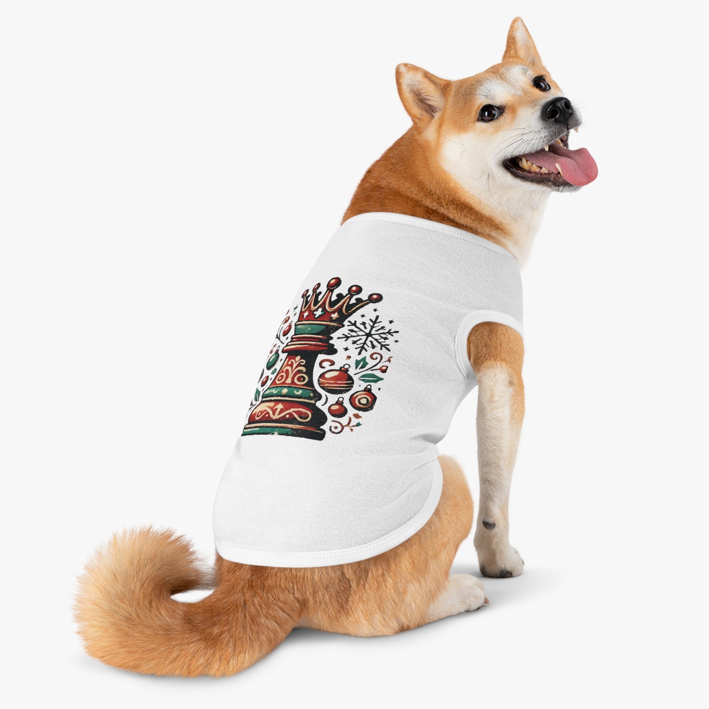 Camiseta para Mascotas de Algodón – Estilo Navideño Reina Ajedrez Vintage   Pets