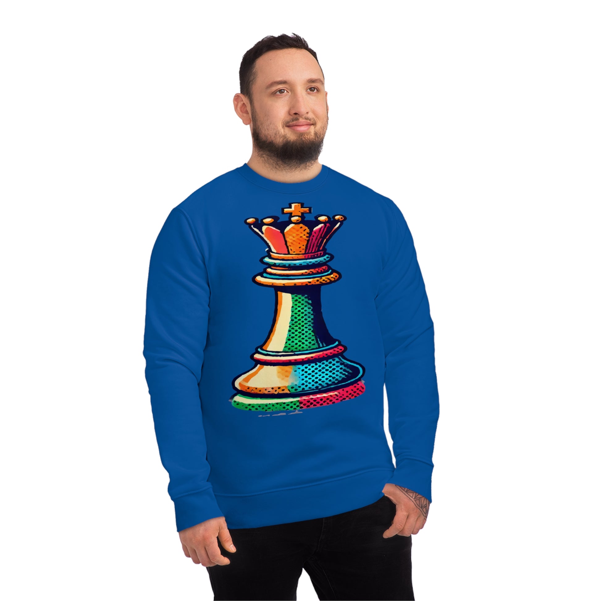 “Sudadera Unisex Rey de Ajedrez – Estilo Pop Art y Algodón Orgánico”   Sweatshirt