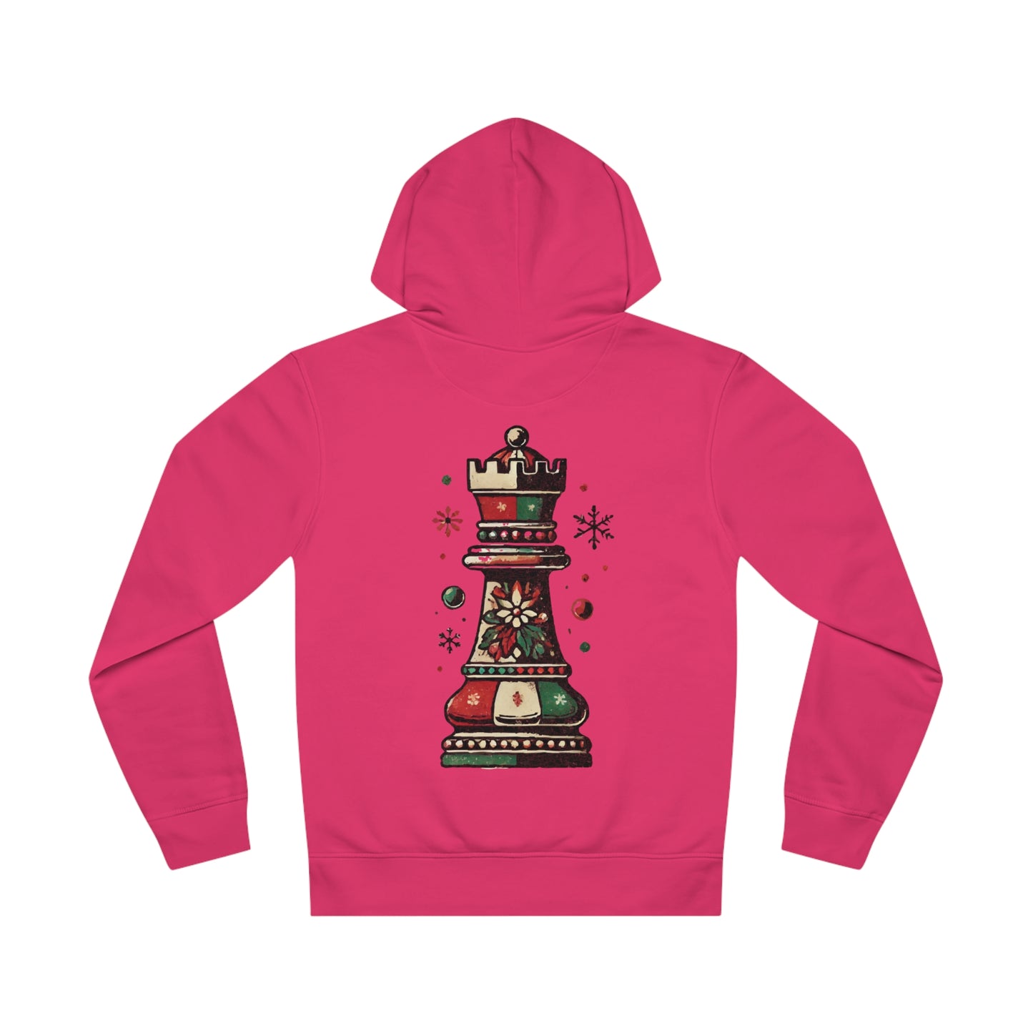 Unisex Drummer Hoodie con Torre de Ajedrez Vintage Navideña   Hoodie  72.00 Raspberry-2XL