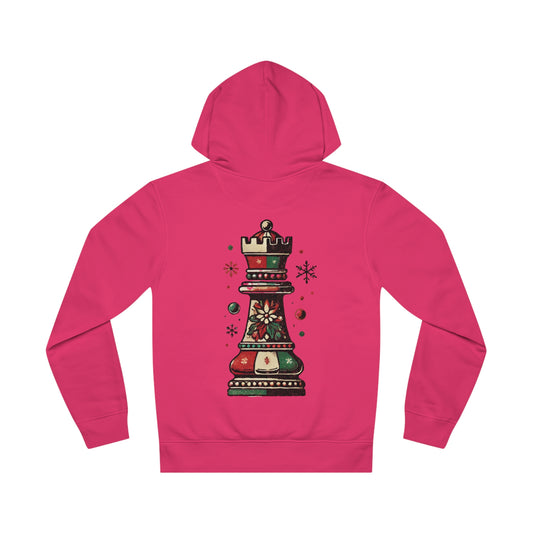 Unisex Drummer Hoodie con Torre de Ajedrez Vintage Navideña   Hoodie  72.00 Raspberry-2XL