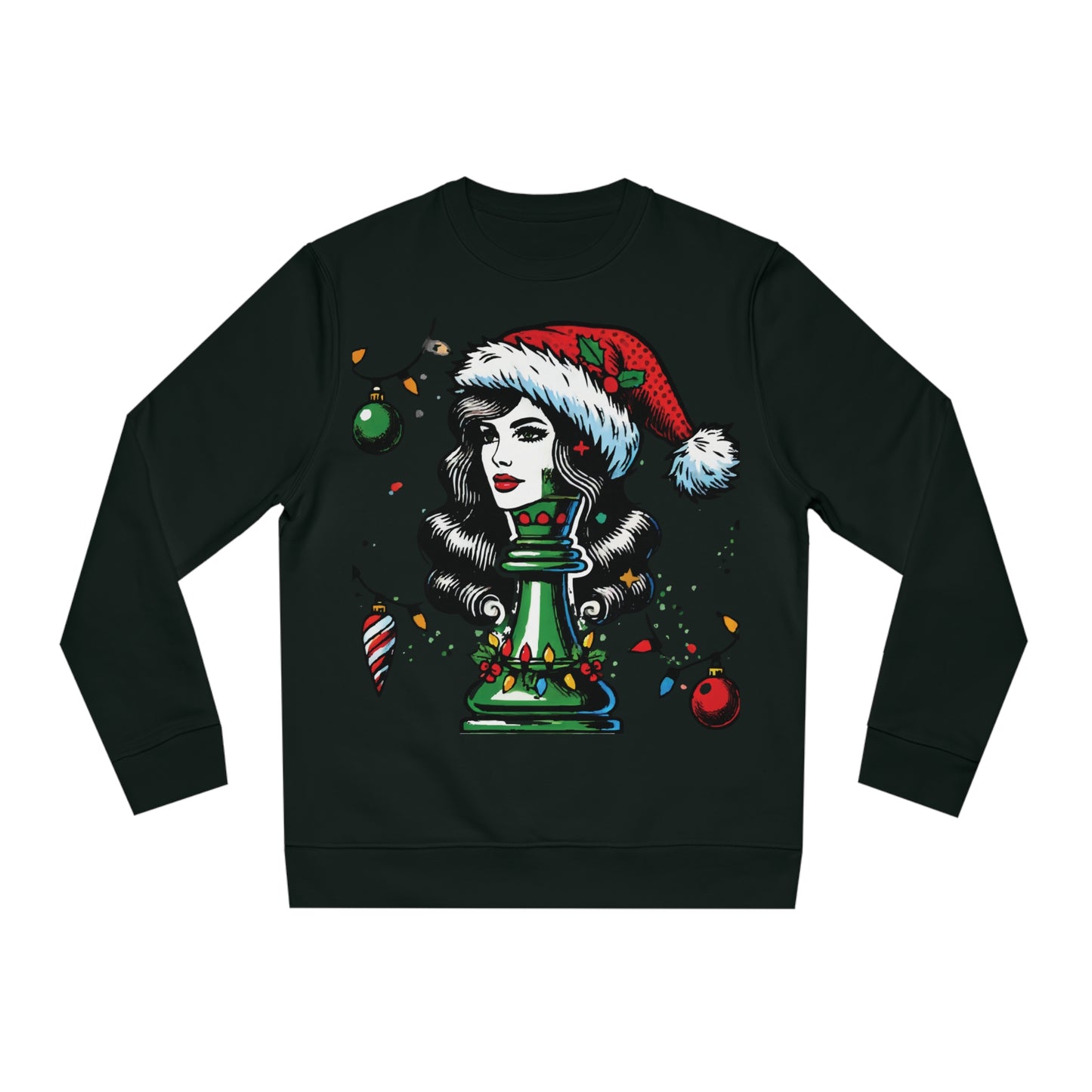 Sudadera Unisex Changer - Diseño Reina en Pop Art Estilo Navideño   Sweatshirt  63.00 Black-2XL