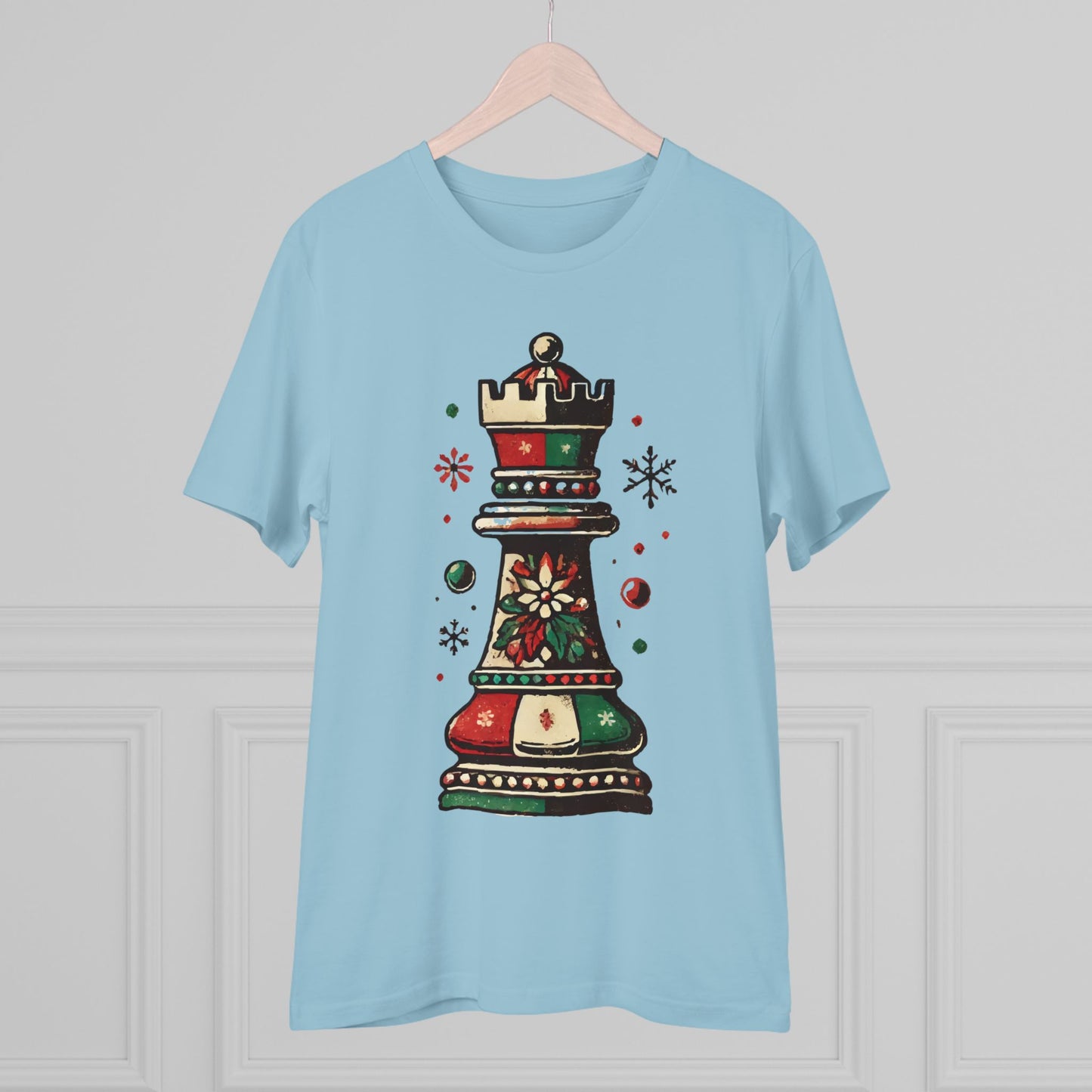 Camiseta Unisex Orgánica Torre de Ajedrez Vintage Navideña - Edición Festiva   T-Shirt