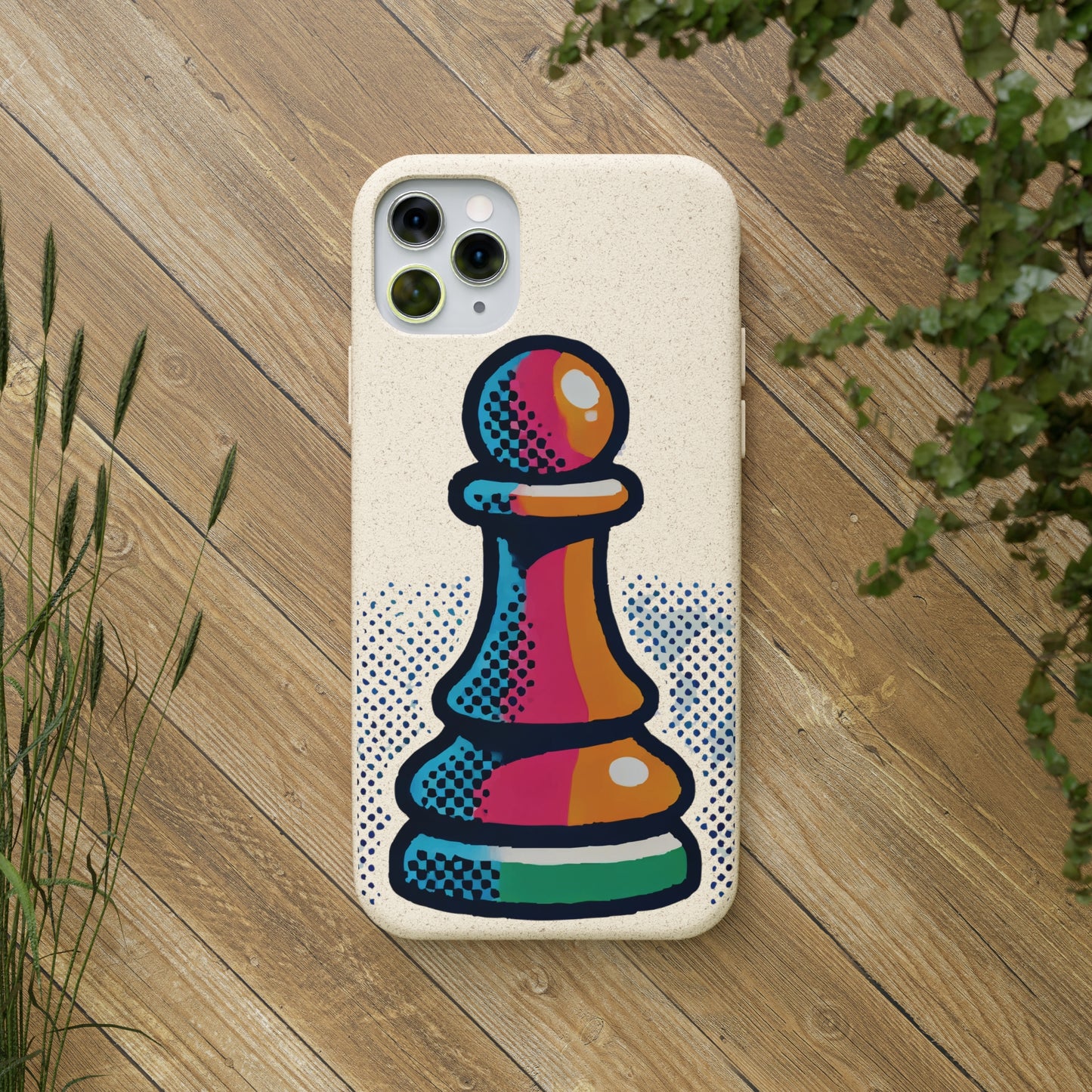 “Funda Biodegradable Peón de Ajedrez – Protección Sostenible Arte Abstracto”   Phone Case