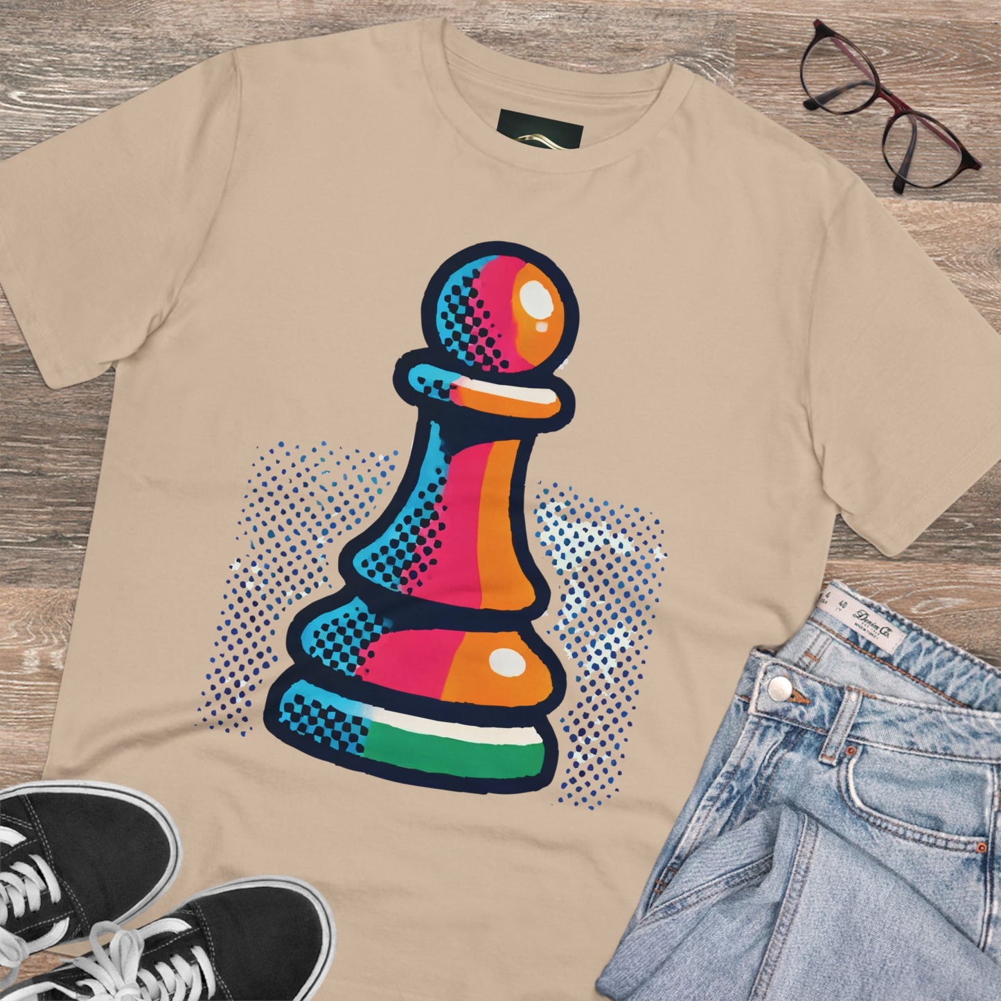 “Camiseta Unisex Peón de Ajedrez – Algodón Orgánico y Estilo Pop Art”   T-Shirt  33.00 Desert-Dust-3XL