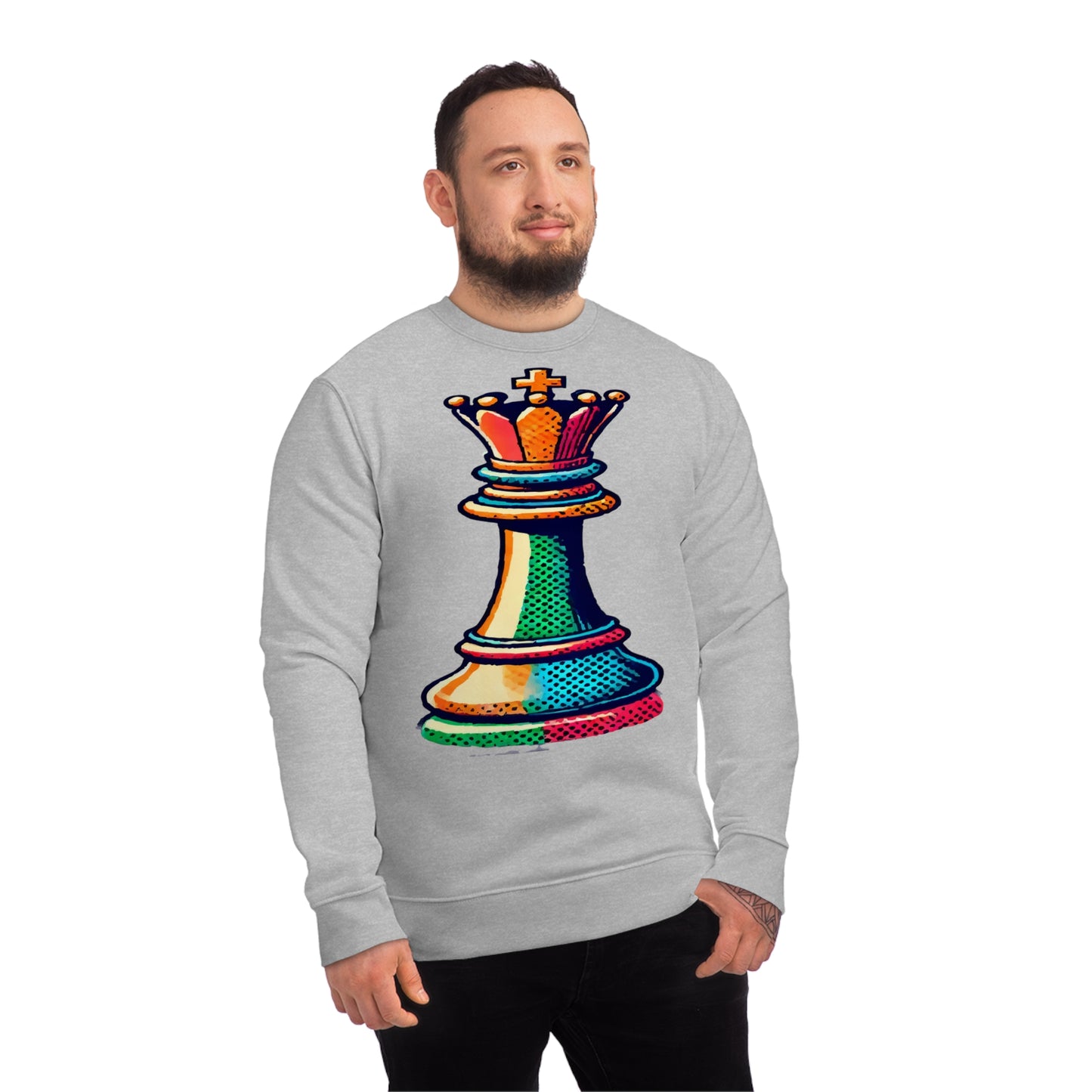 “Sudadera Unisex Rey de Ajedrez – Estilo Pop Art y Algodón Orgánico”   Sweatshirt