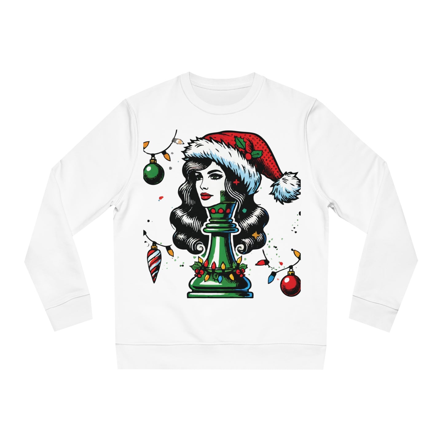 Sudadera Unisex Changer - Diseño Reina en Pop Art Estilo Navideño   Sweatshirt  63.00 White-2XL