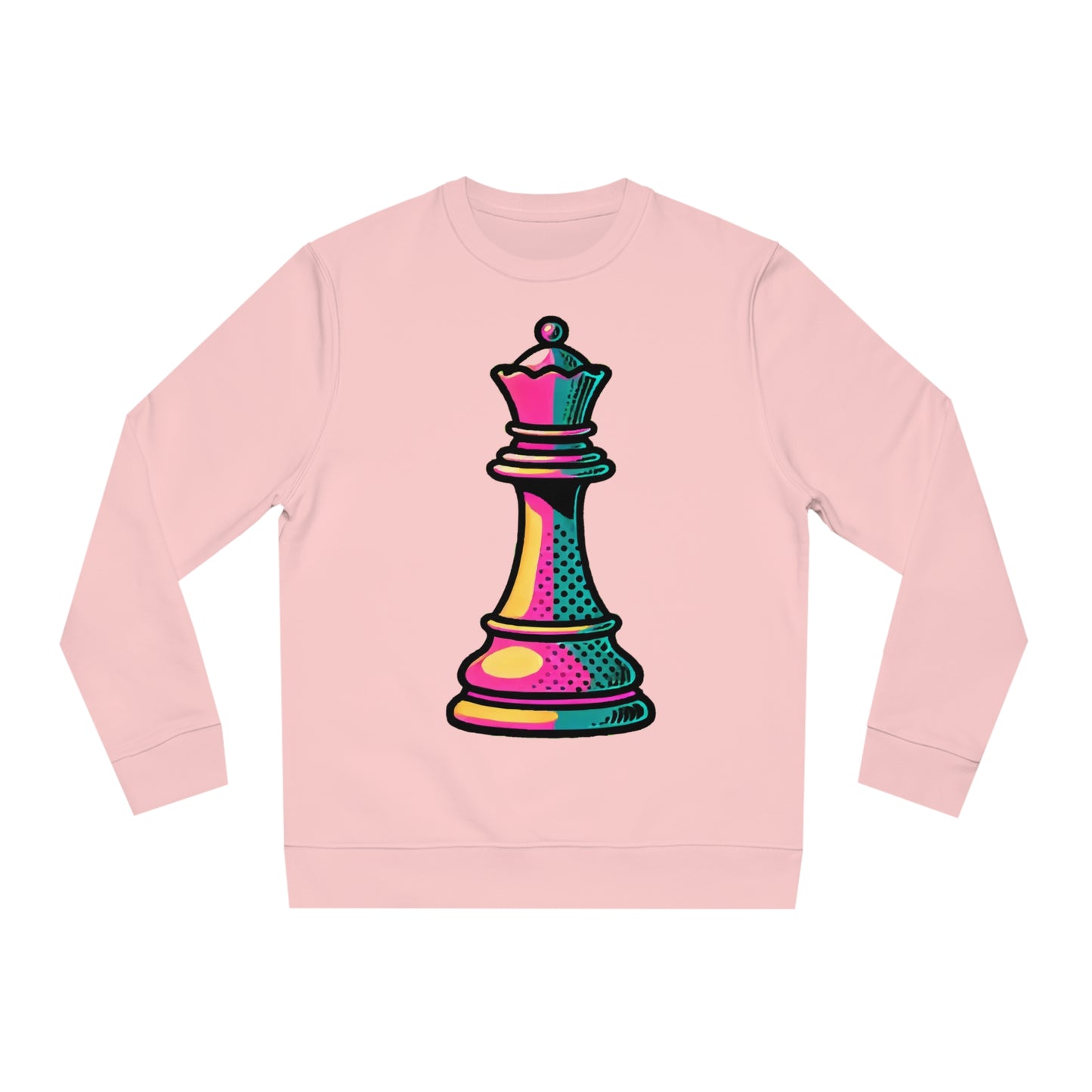 “Sudadera Unisex Orgánica Reina de Ajedrez – Pop Art”   Sweatshirt  72.00 Cotton-Pink-2XL