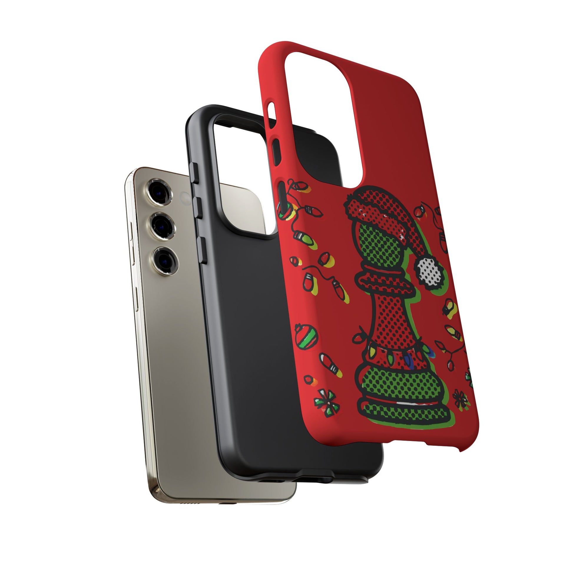 Funda Tough Peón de Ajedrez Navideño Pop Art – iPhone, Samsung y Pixel   Phone Case