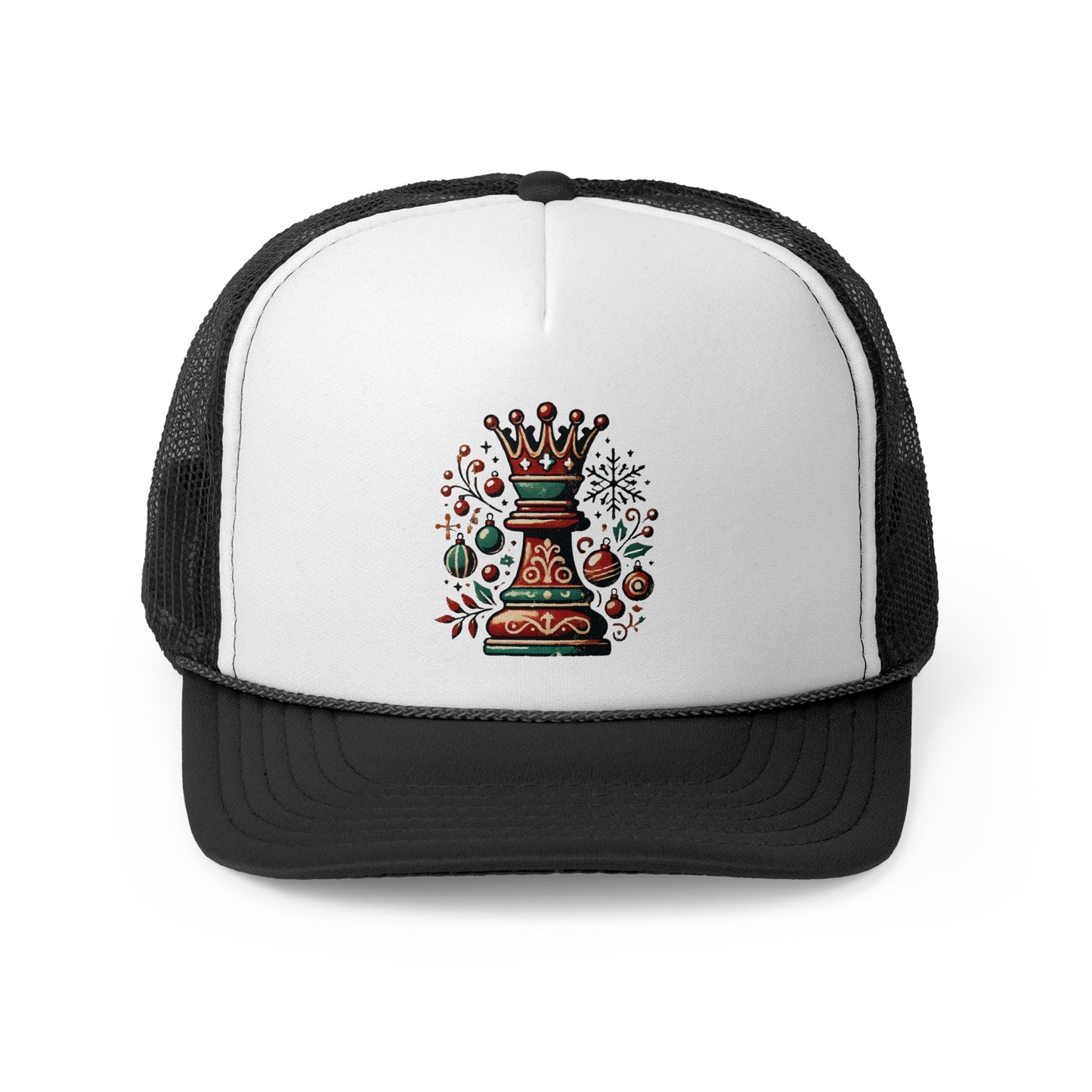 Gorra Trucker Navideña Reina de Ajedrez – Estilo Vintage y Festivo   Hats  24.00 Black-One-size