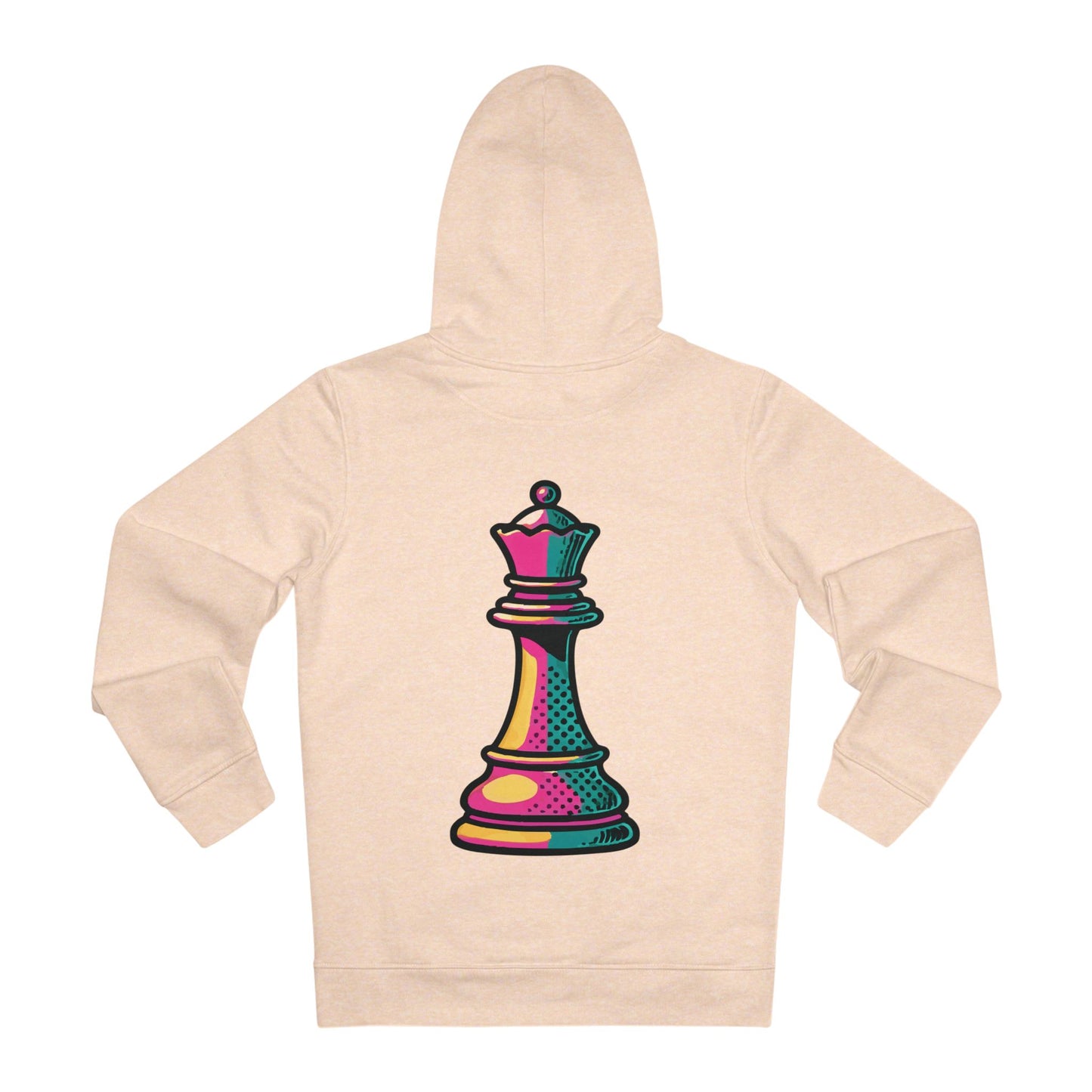 “Hoodie Unisex con Capucha Reina de Ajedrez – Diseño Pop Art Sostenible”   Hoodie  72.00 Heather-Rainbow-L