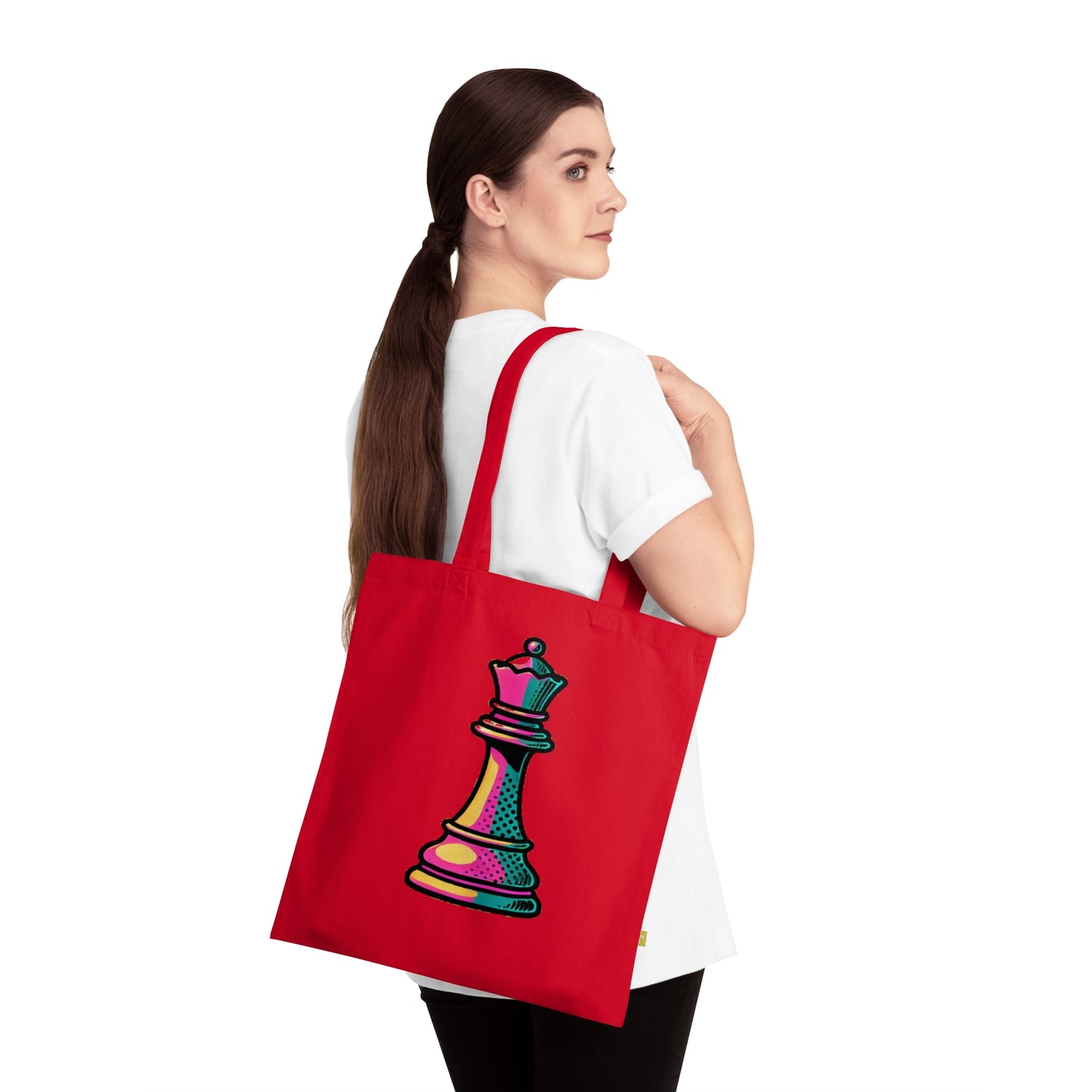 “Bolso Tote Algodón Orgánico Reina de Ajedrez – Diseño Pop Art Ecológico”   Bags