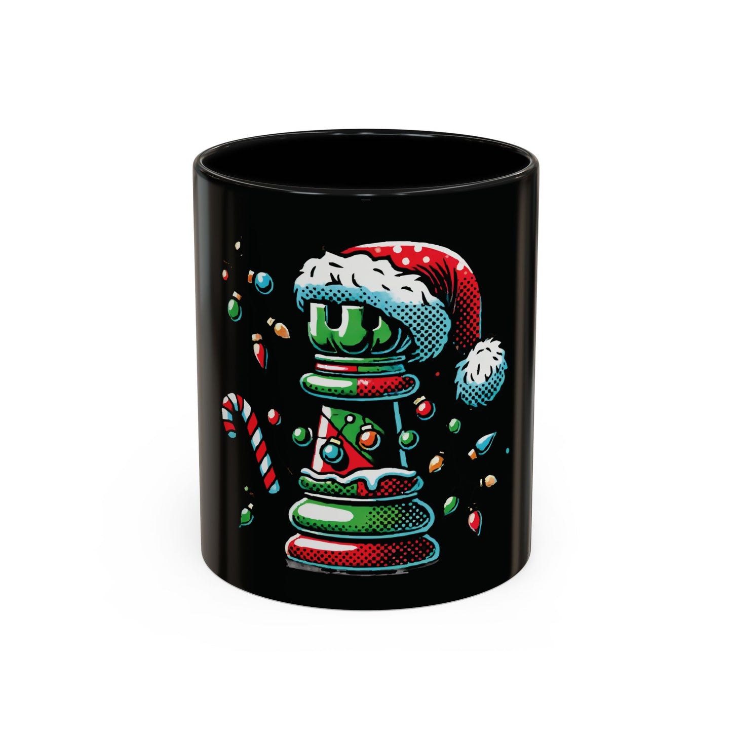 Taza de Café y Té Torre de Ajedrez Pop Art Navideña - 11 oz y 15 oz”   Mug  15.00 11oz-Black