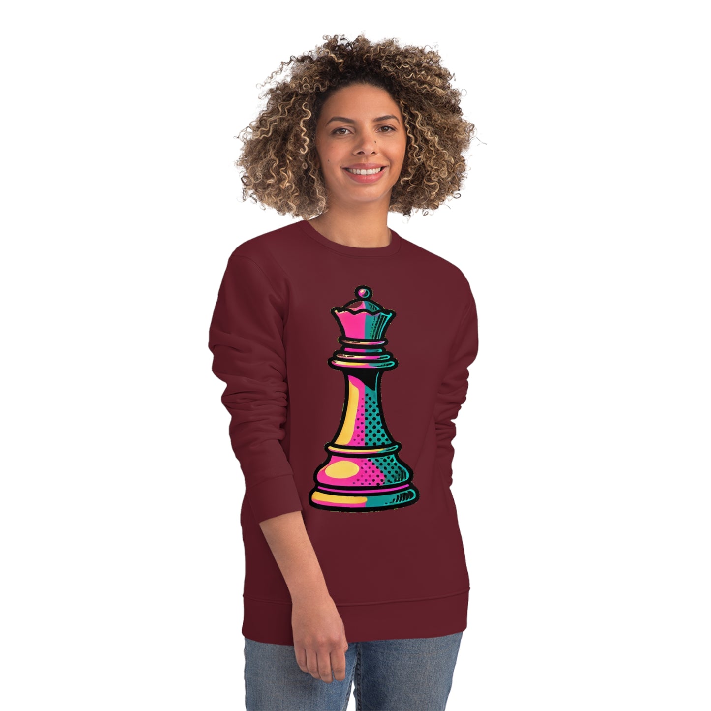 “Sudadera Unisex Orgánica Reina de Ajedrez – Pop Art”   Sweatshirt