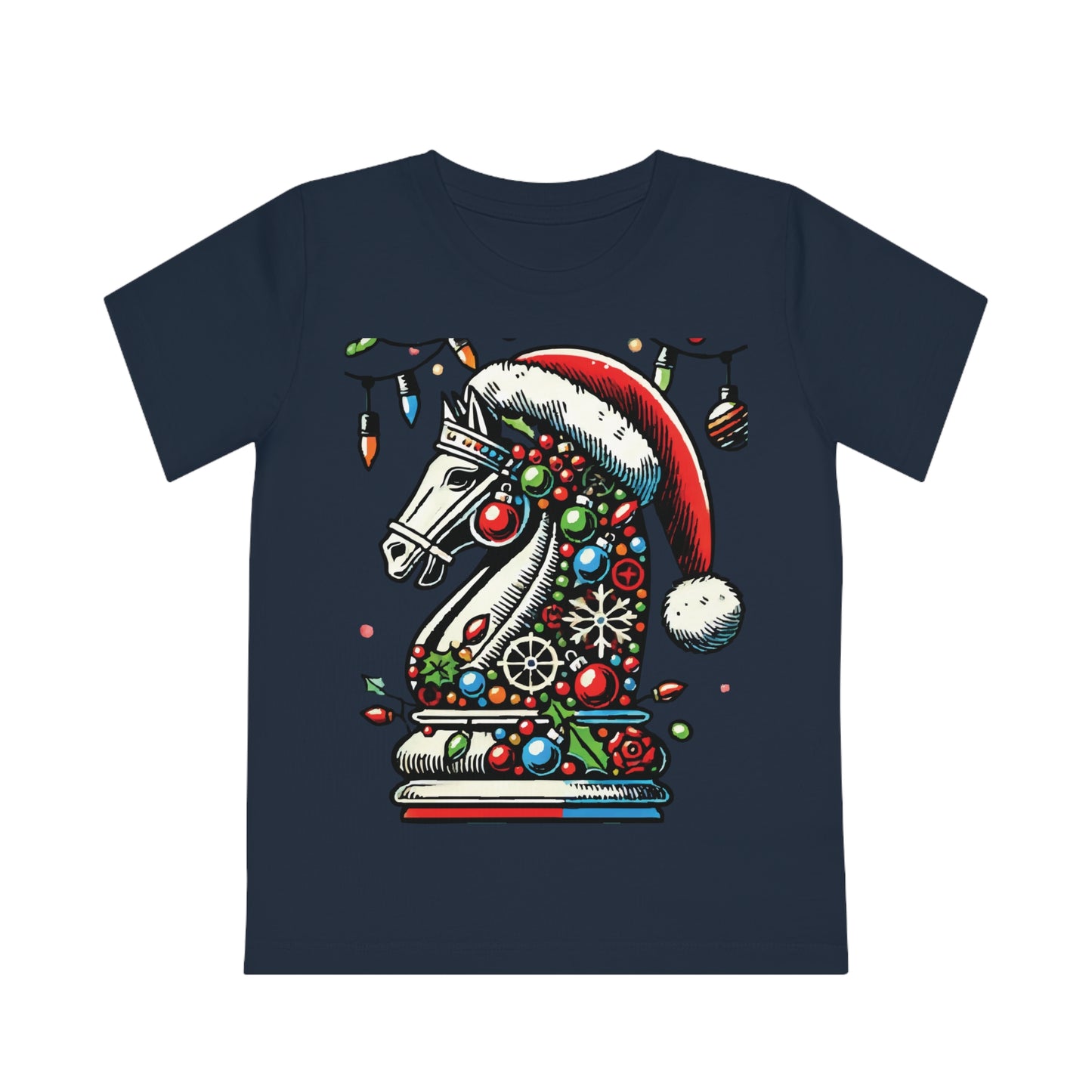 Kids’ Creator T-Shirt – Caballo de Ajedrez en Pop Art, Algodón Orgánico   Kids clothes  27.00 French-Navy-12-14-Years