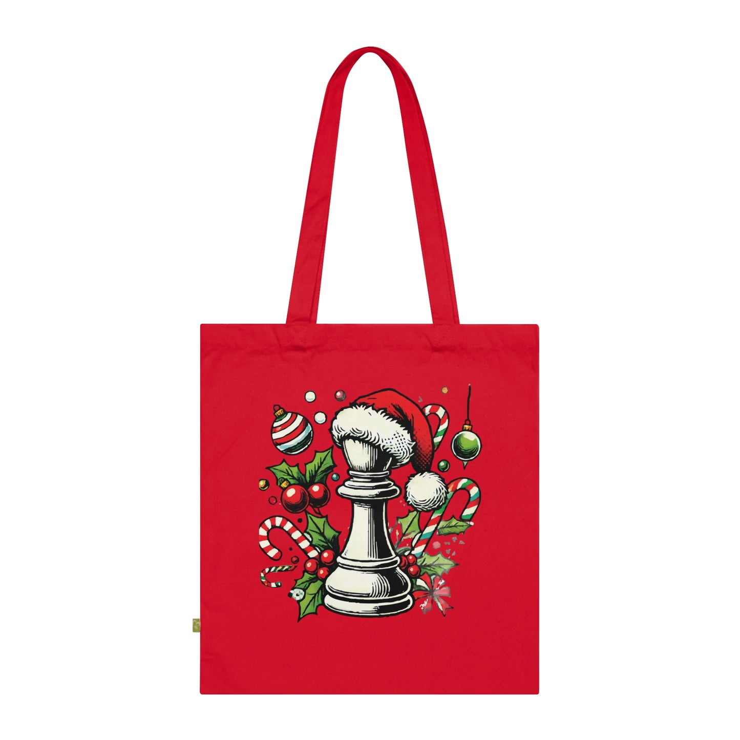 Bolsa de Algodón Orgánico - Alfil en Estilo Navideño Pop Art, Reutilizable   Bags  24.00 Classic-Red-15-x-16.5