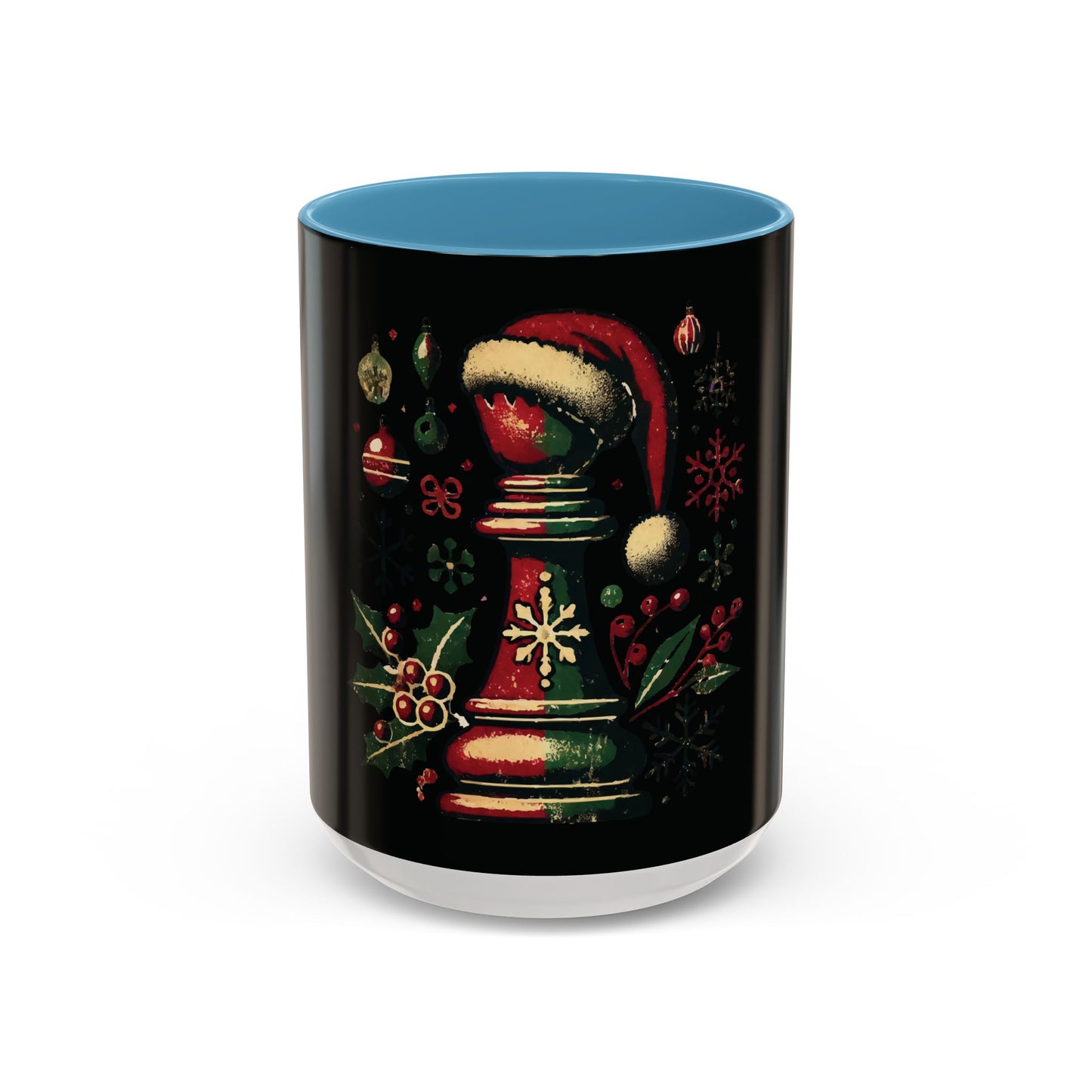 Taza de Café con Alfil de Ajedrez Vintage Navideño - Estilo y Sostenibilidad   Mug  15.00 15oz-Light-Blue