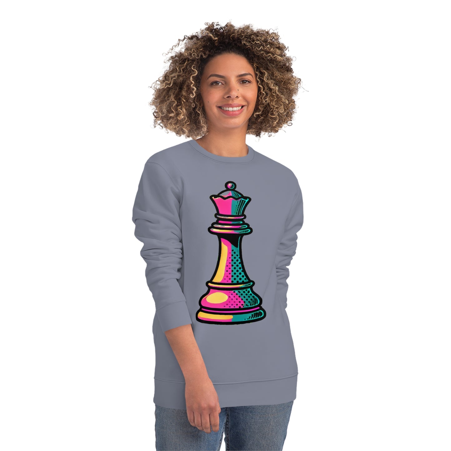 “Sudadera Unisex Orgánica Reina de Ajedrez – Pop Art”   Sweatshirt