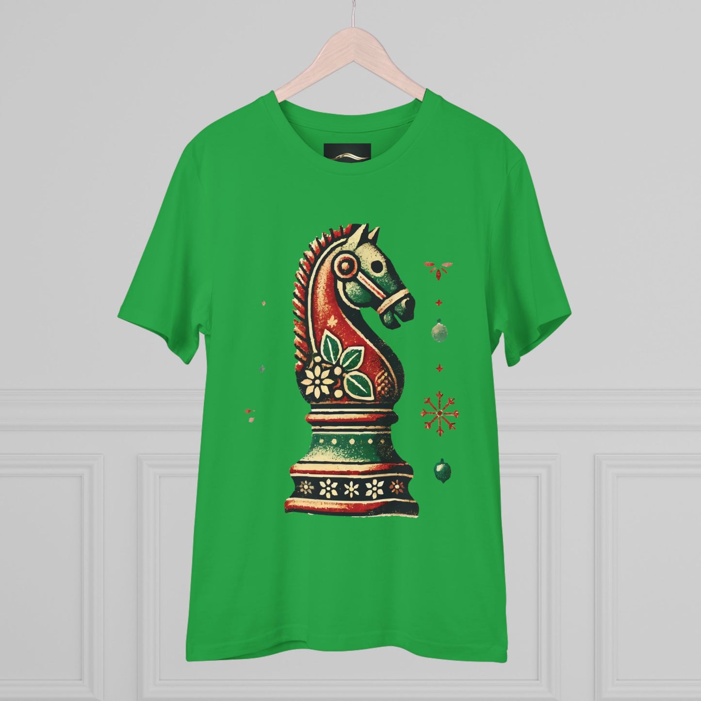 Camiseta Unisex de Algodón Orgánico con Diseño de Caballo Vintage Navideño   T-Shirt