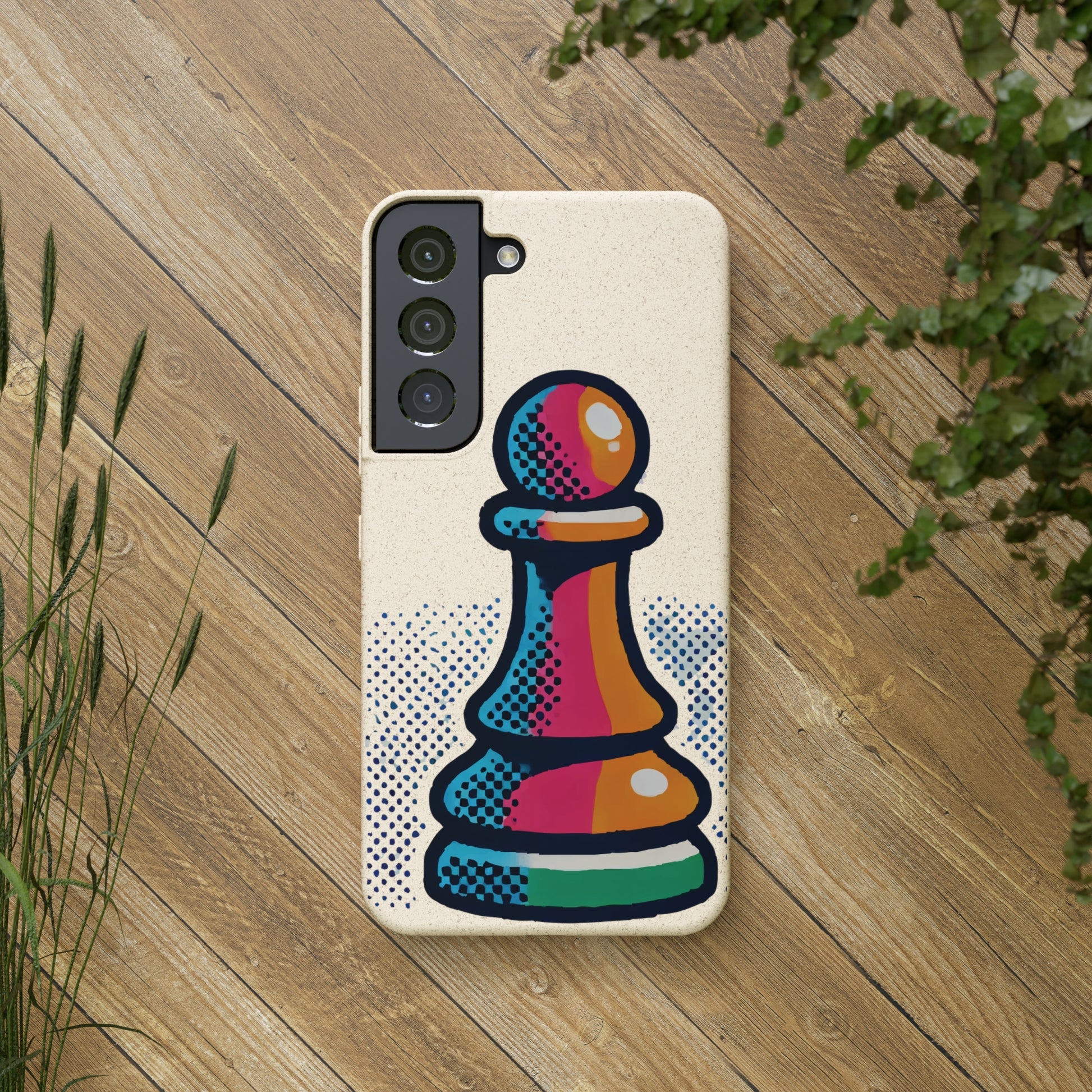 “Funda Biodegradable Peón de Ajedrez – Protección Sostenible Arte Abstracto”   Phone Case