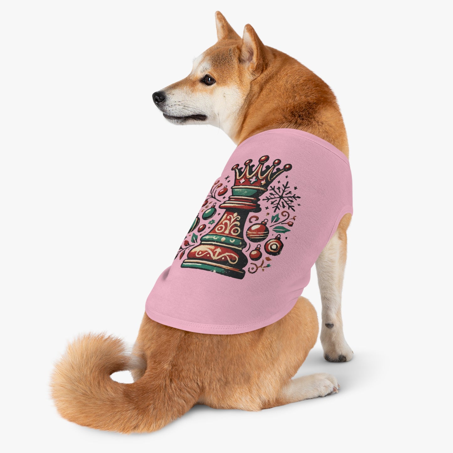 Camiseta para Mascotas de Algodón – Estilo Navideño Reina Ajedrez Vintage   Pets