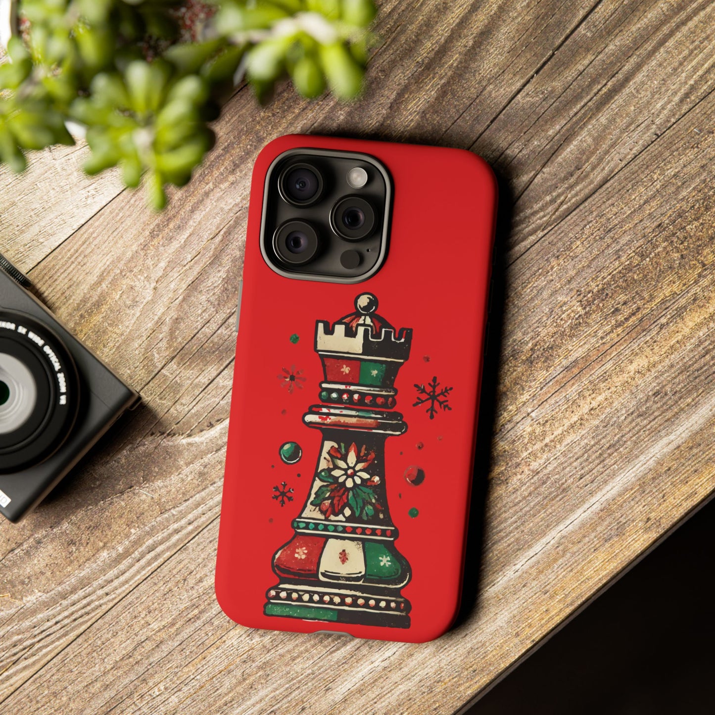 Funda Protectora para Móvil con Diseño de Torre de Ajedrez Vintage Navideño   Phone Case