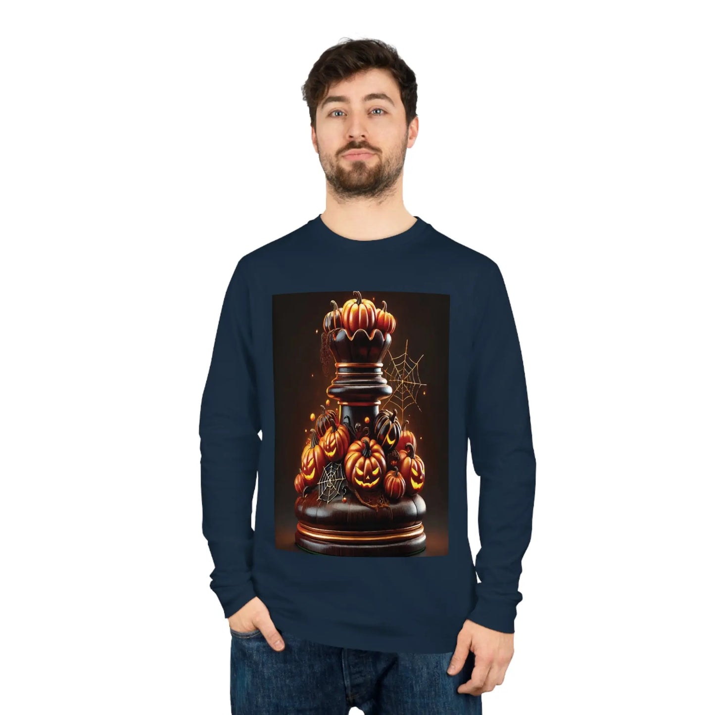 Sudadera Unisex Orgánica ‘Torre Embrujada’ - Diseño Exclusivo de Halloween” Printify  Long-sleeve